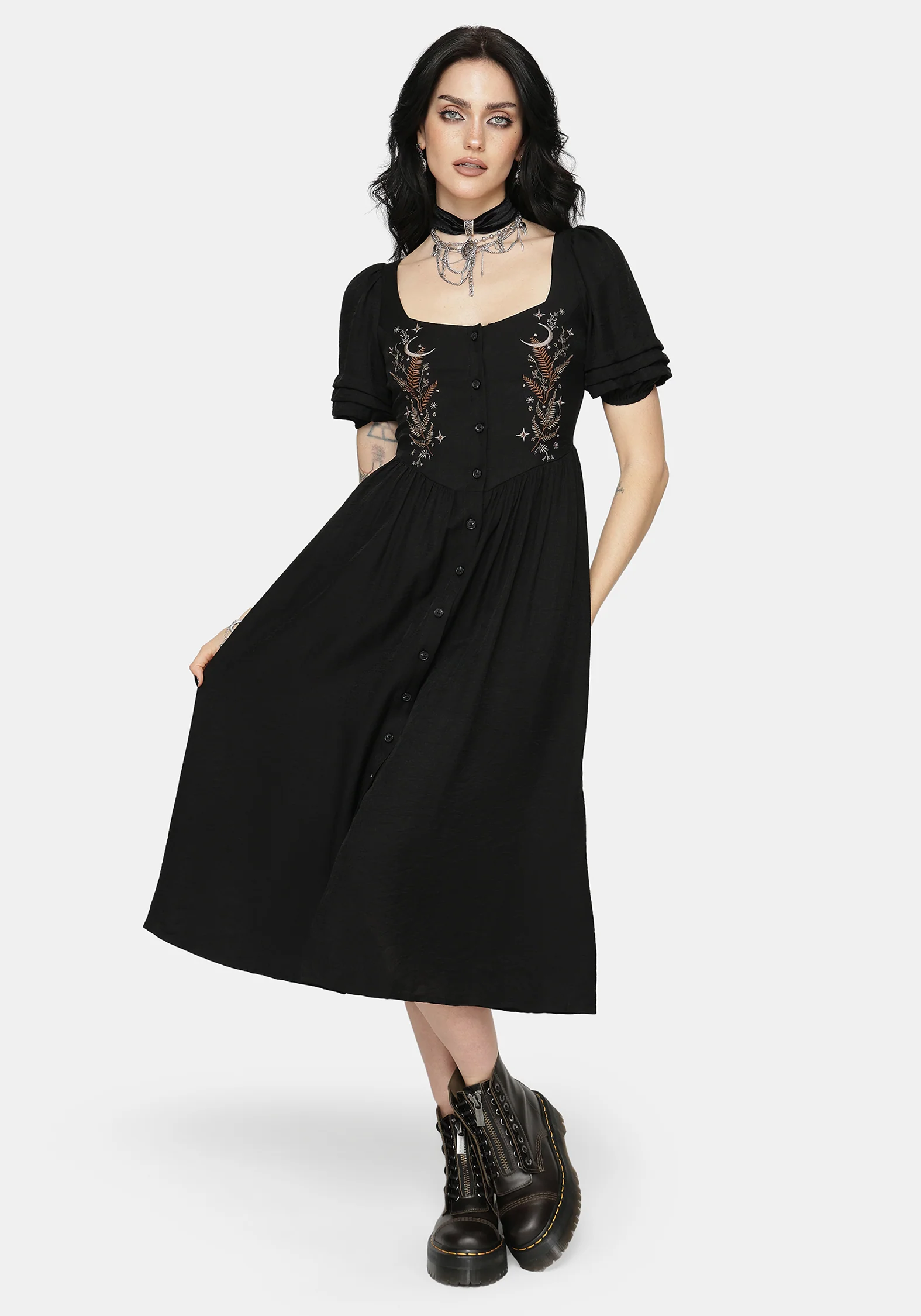 Abellona Embroidered Midi Dress