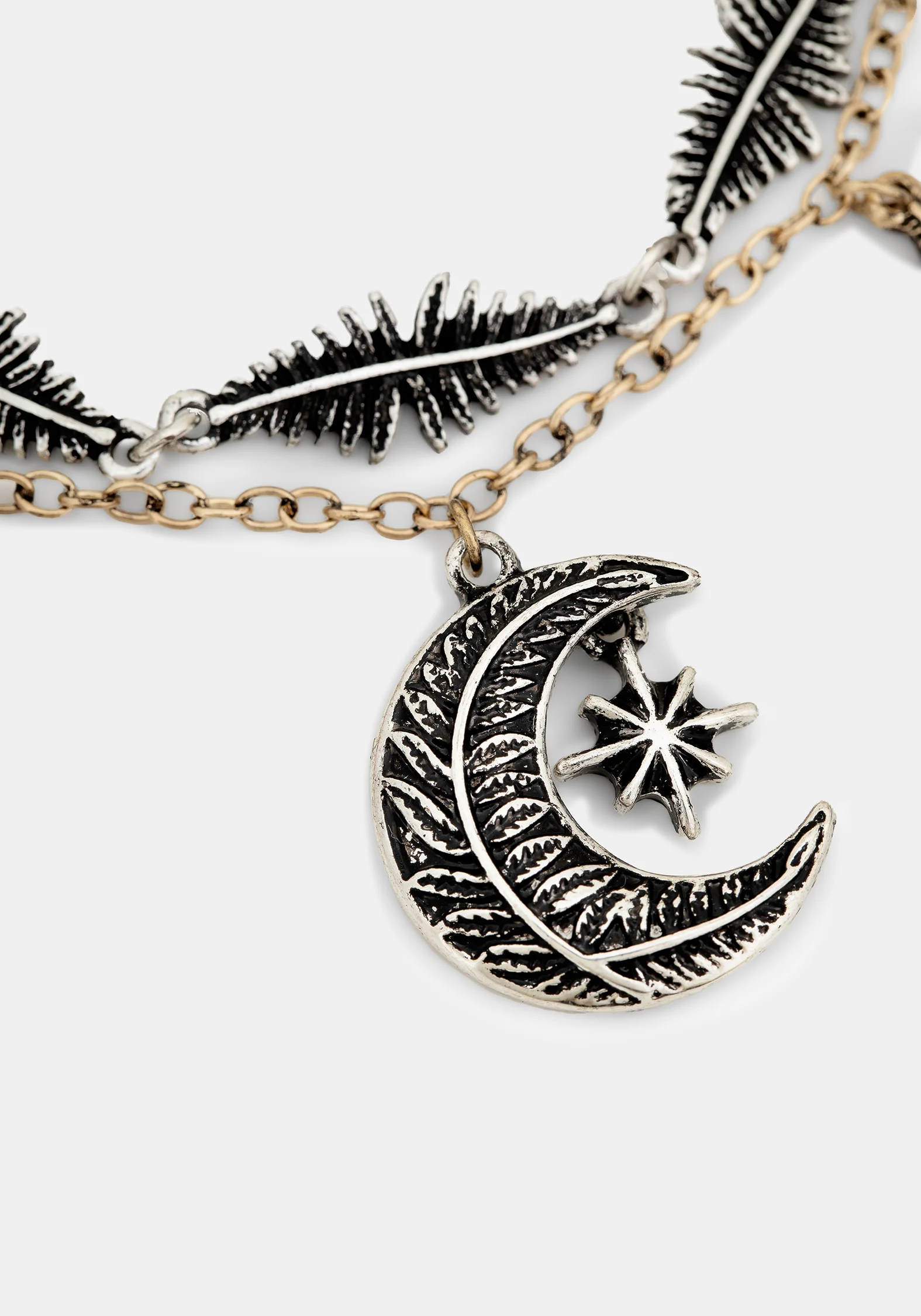 Abellona Moon Fern Layered Charm Bracelet - Image 2
