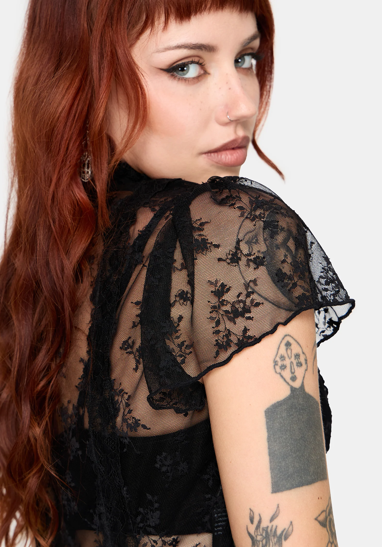Ada Lace & Chiffon Button Down Shirt - Image 2