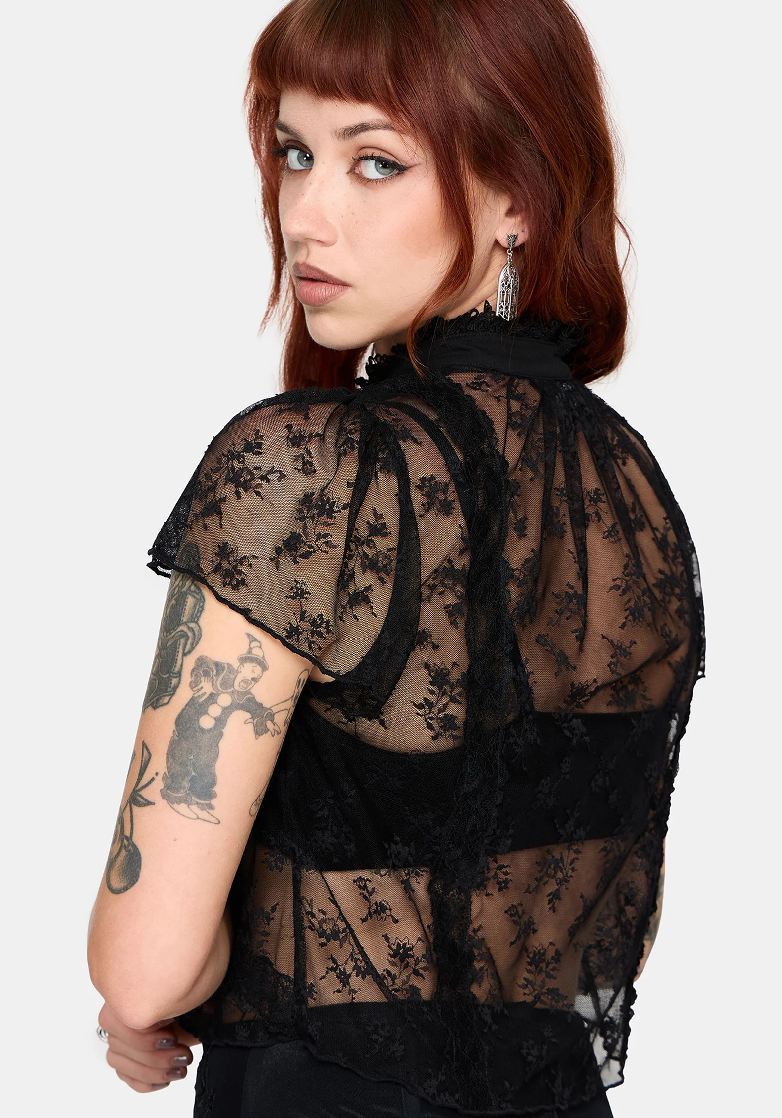 Ada Lace & Chiffon Button Down Shirt - Image 3