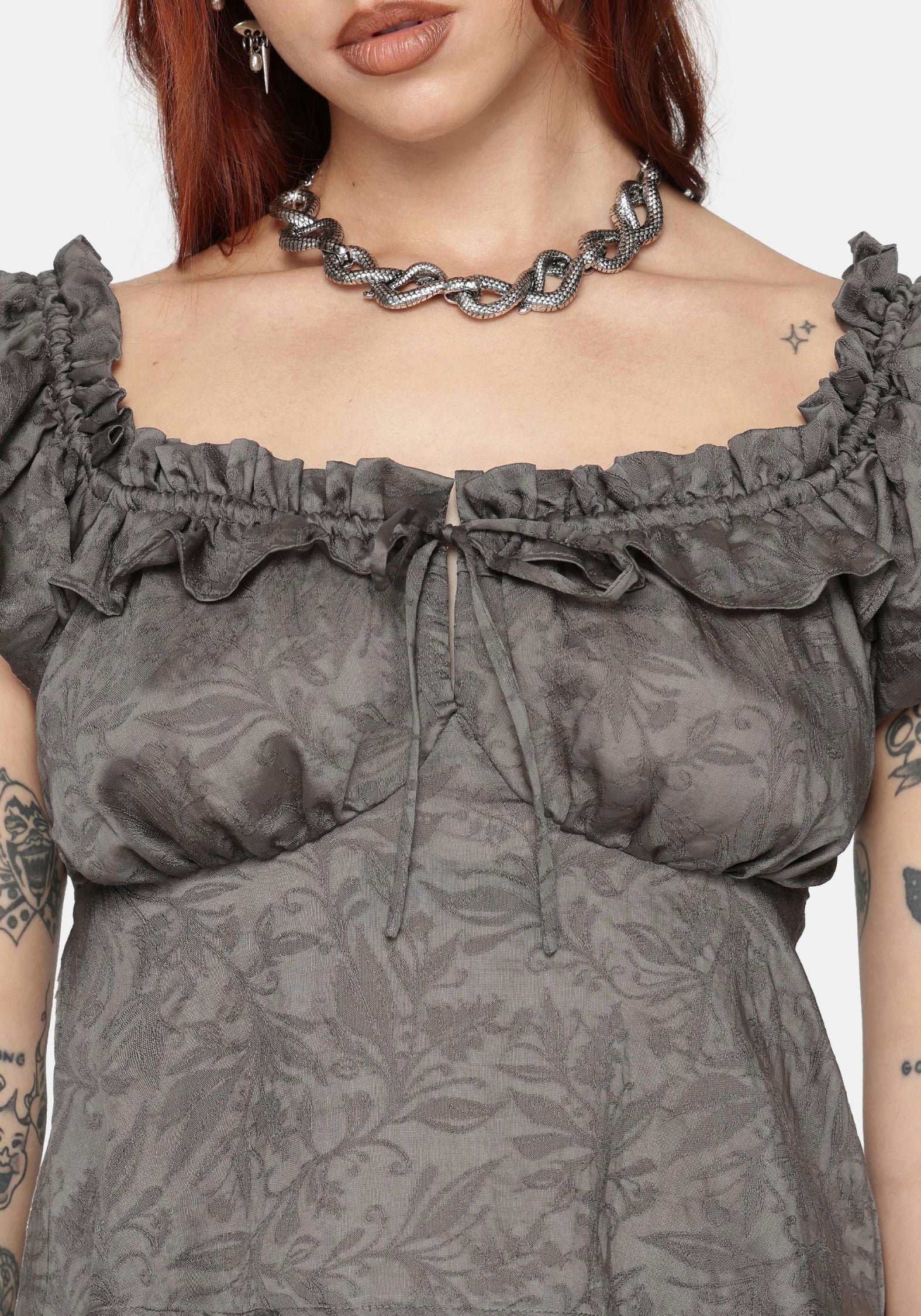 Ailsa Jacquard Milkmaid Top - Image 2
