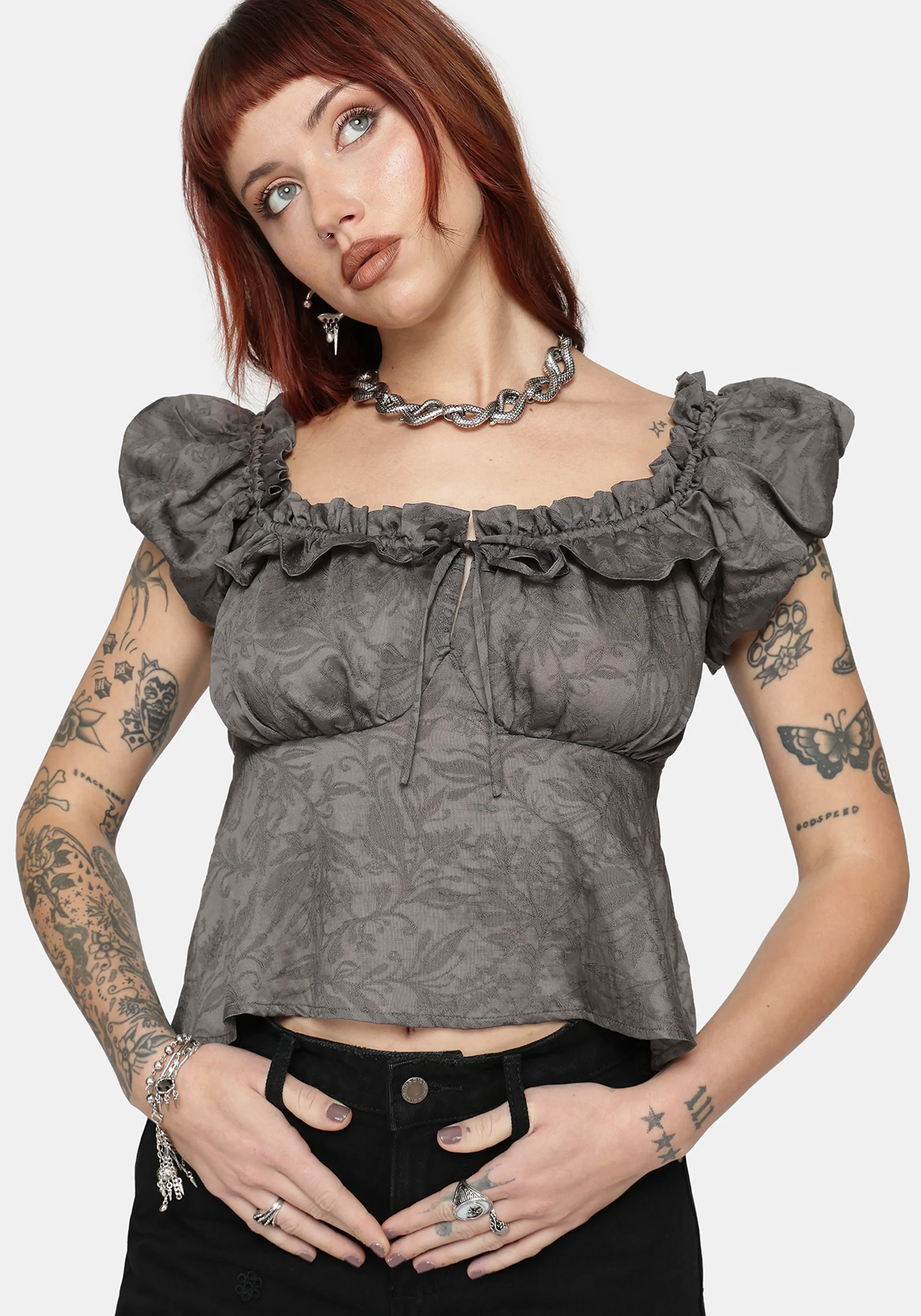 Ailsa Jacquard Milkmaid Top - Image 5