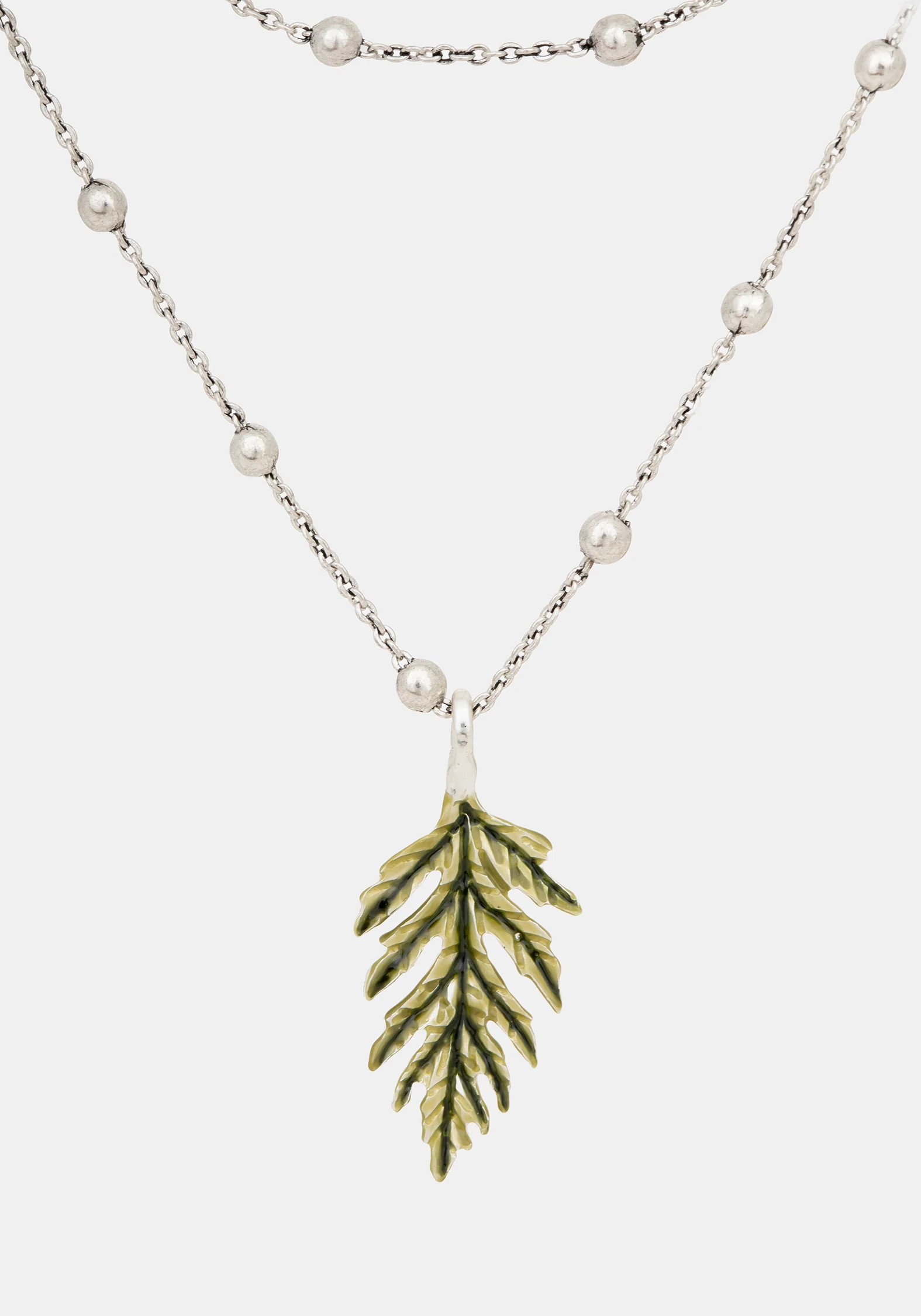 Alderwood Fern Double Layered Necklace - Silver - Image 2