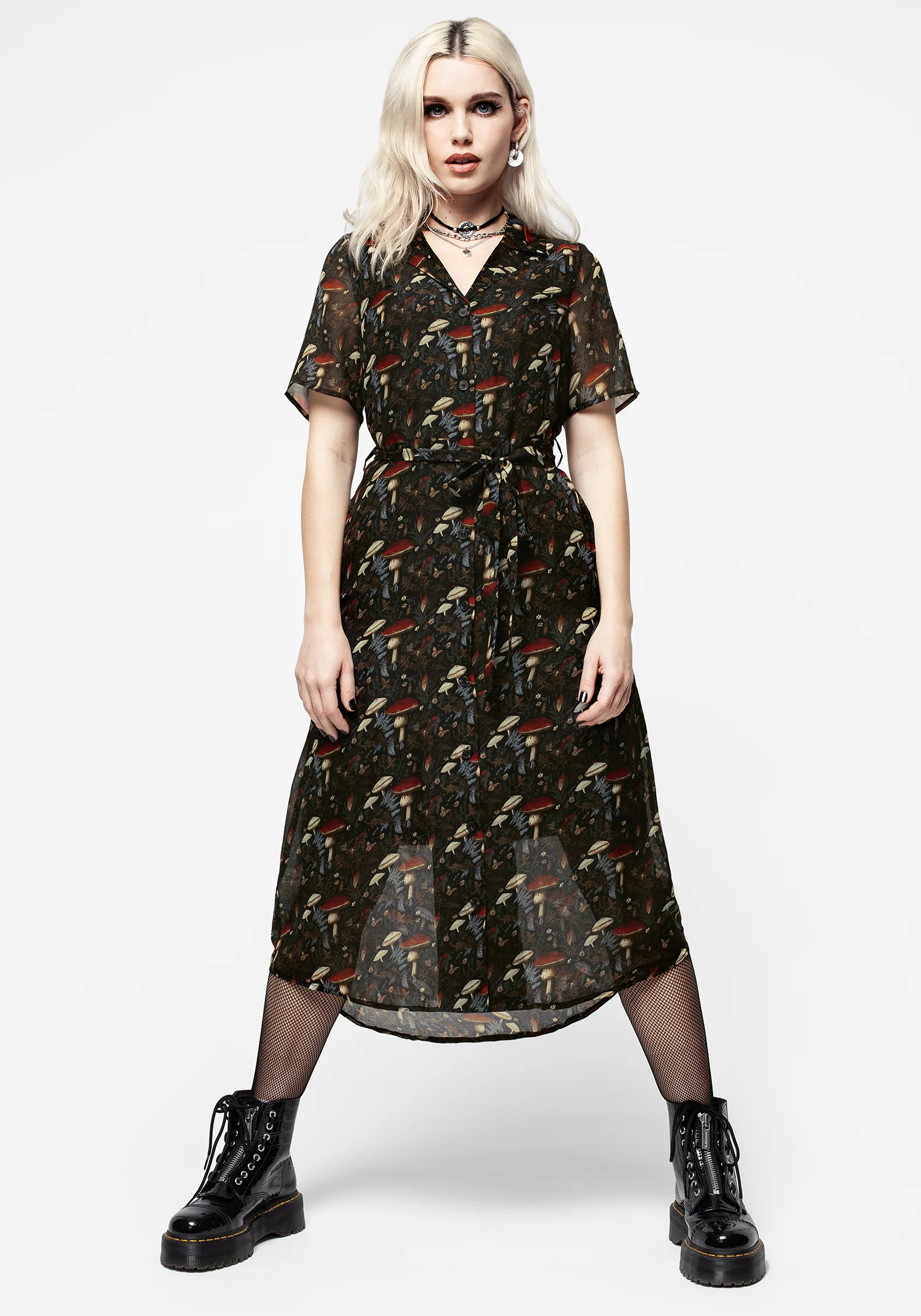 Amanita Chiffon Midi Shirt Dress - Image 6
