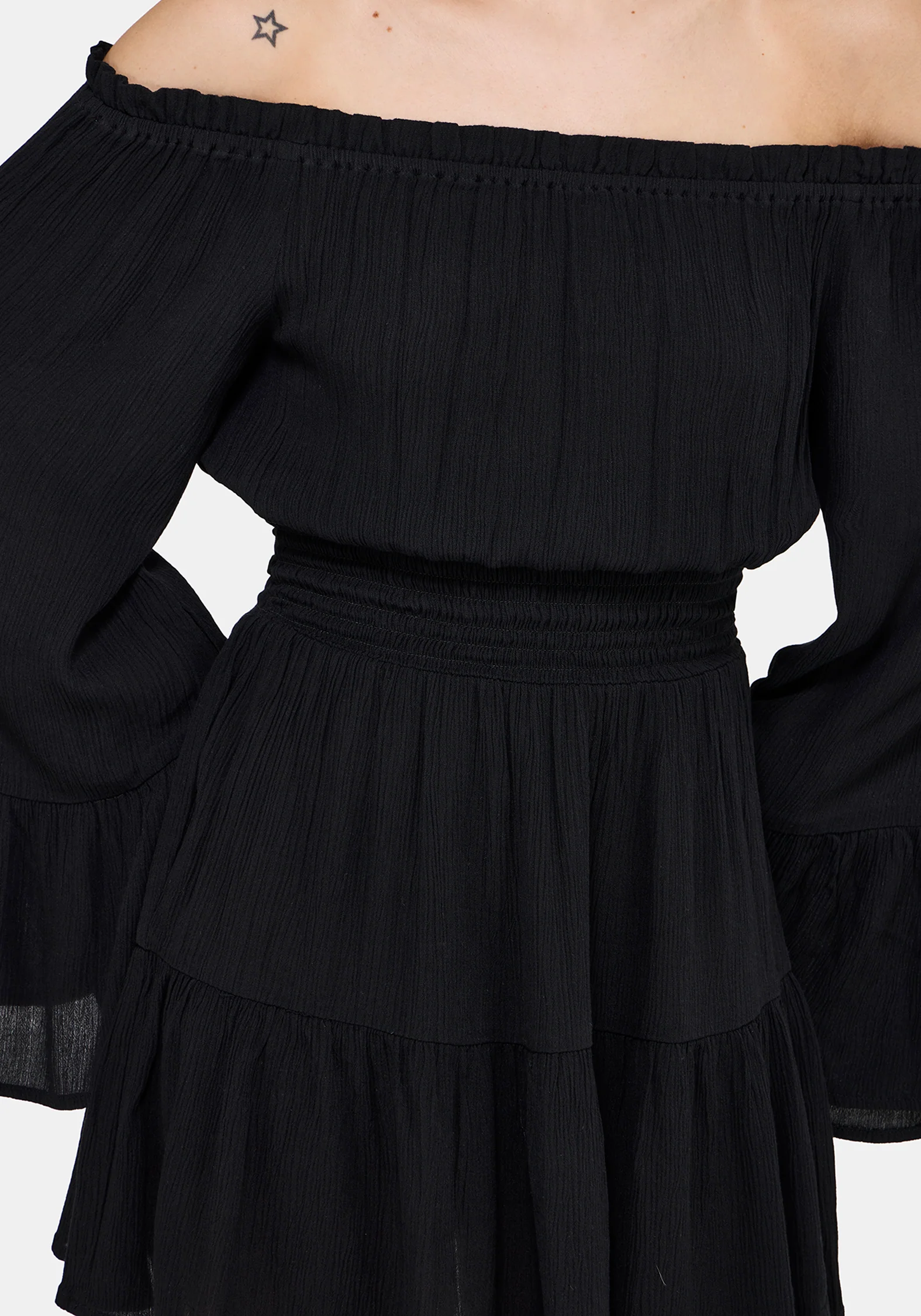 Amarantha Crinkle Bardot Mini Dress - Image 4