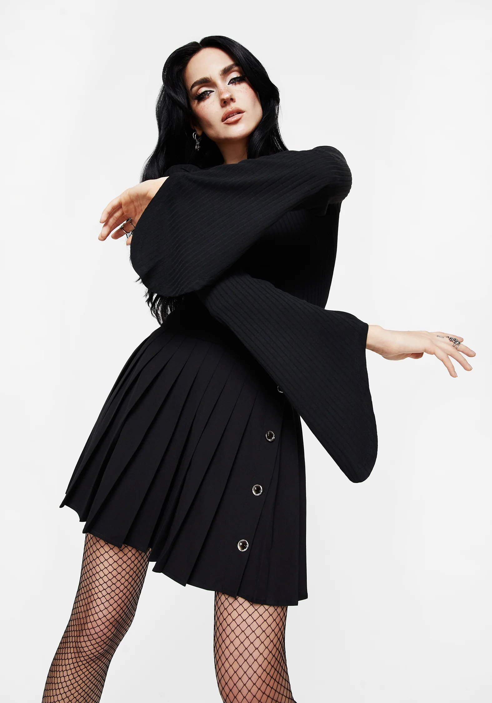 Amata Square Neck Flared Long Sleeve Top - Image 7