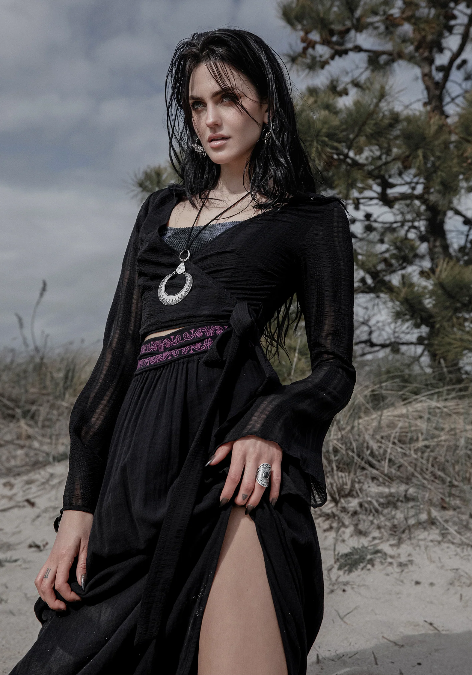 Amatorium Embroidered Cotton Maxi Skirt - Image 5