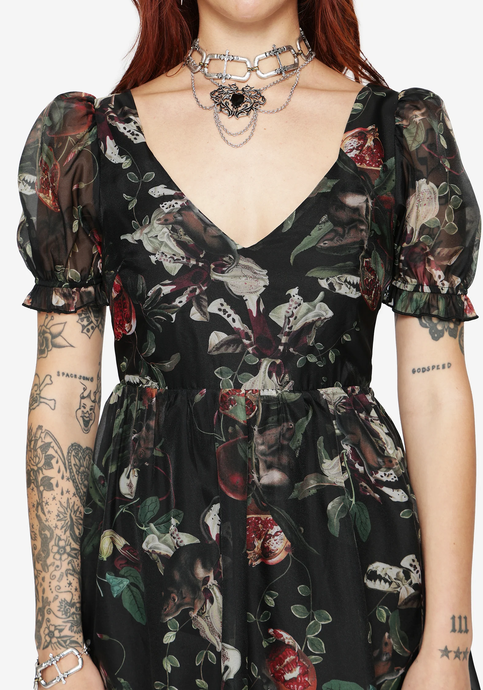 Anara Fruit Print Tiered Gown - Image 2