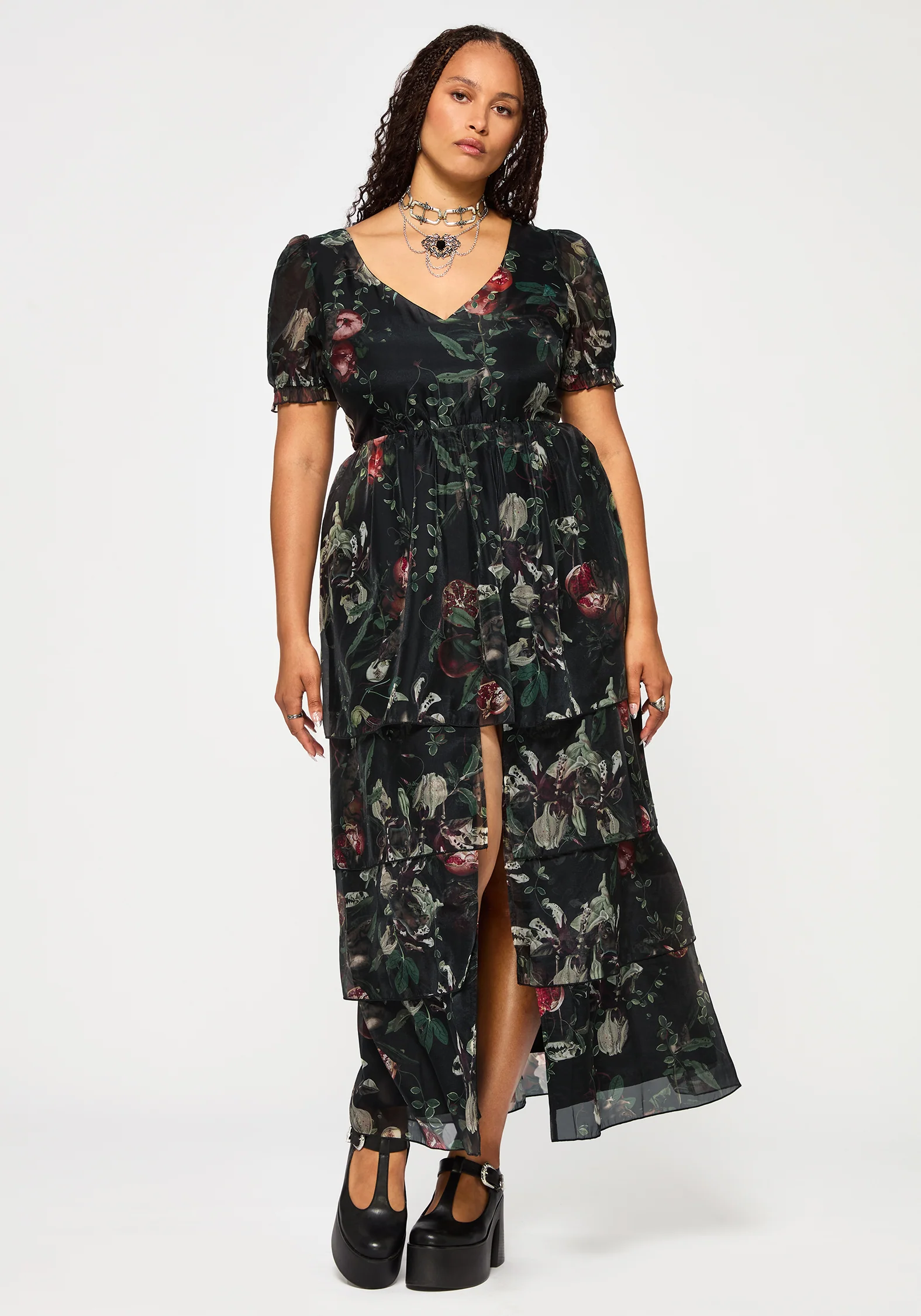 Anara Fruit Print Tiered Gown - Image 8