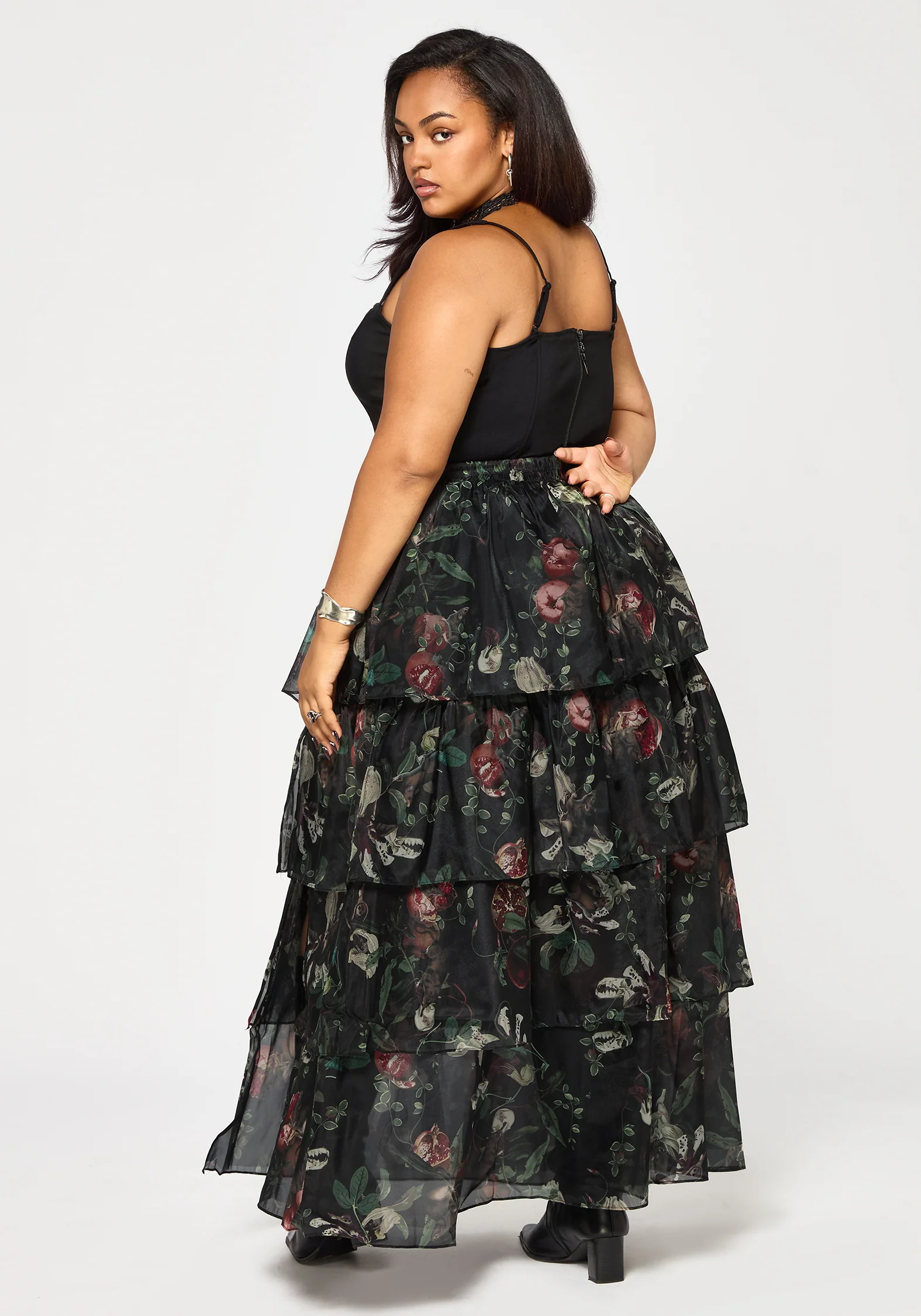 Anara Fruit Print Tiered Skirt - Image 9