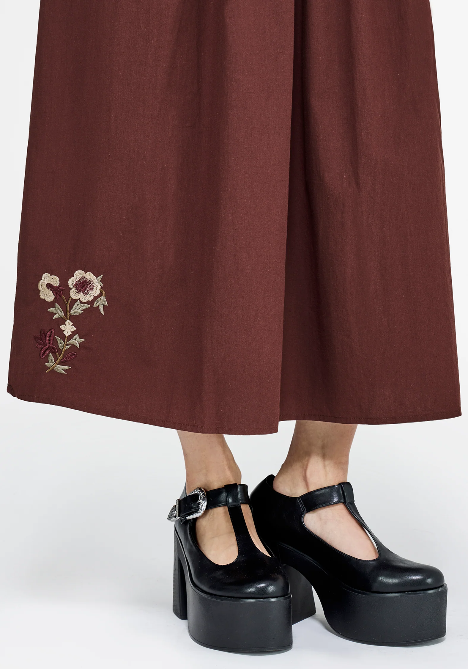 Arianwen Embroidered Puff Sleeve Midaxi Dress - Rust - Image 4