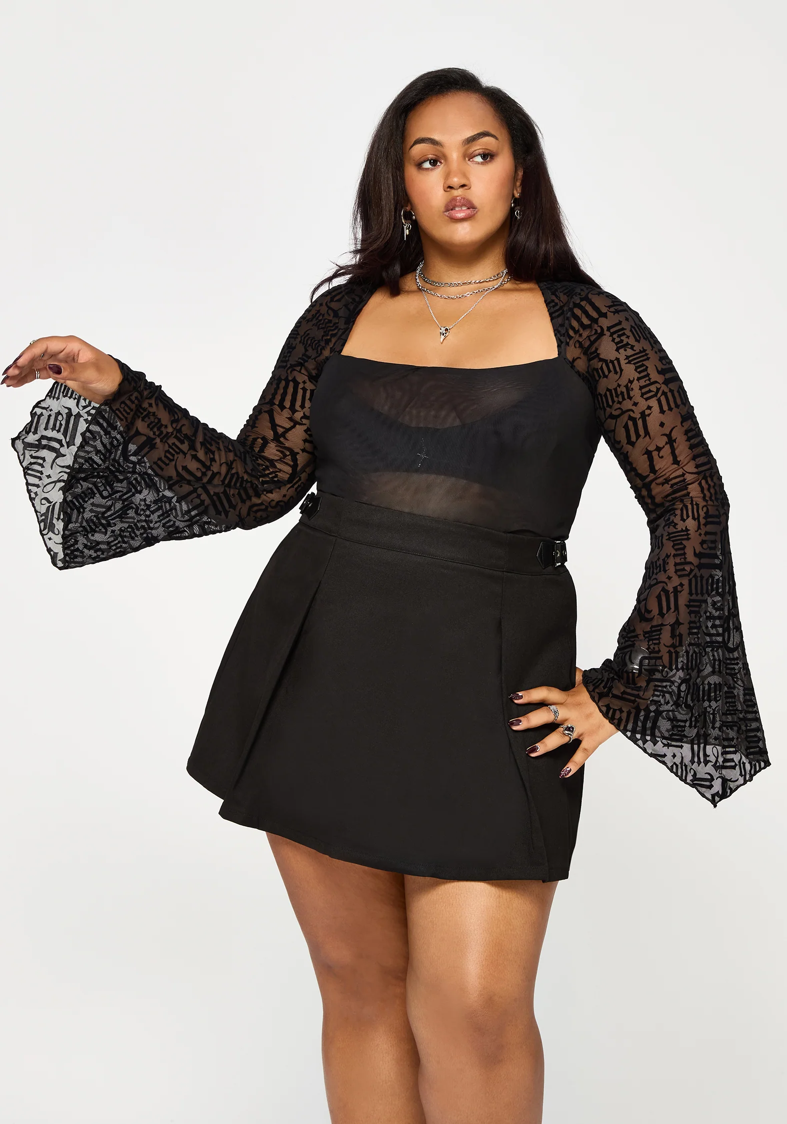 Ashes & Words Square Neck Flock Mesh Top - Image 10