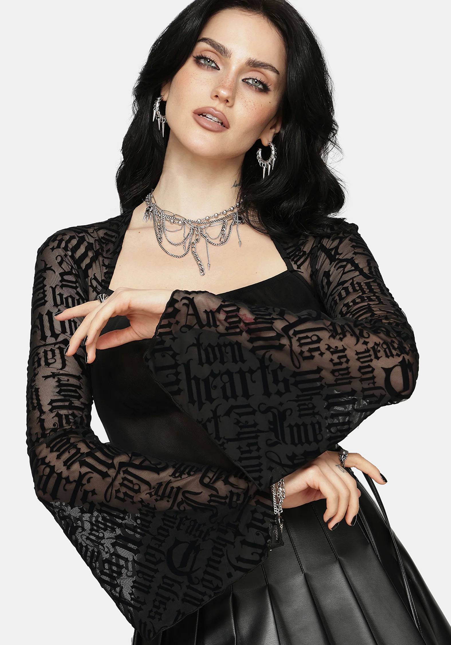 Ashes & Words Square Neck Flock Mesh Top - Image 2