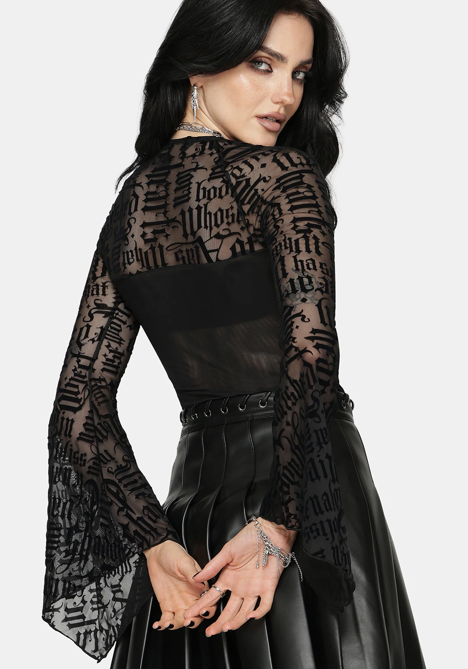Ashes & Words Square Neck Flock Mesh Top - Image 3