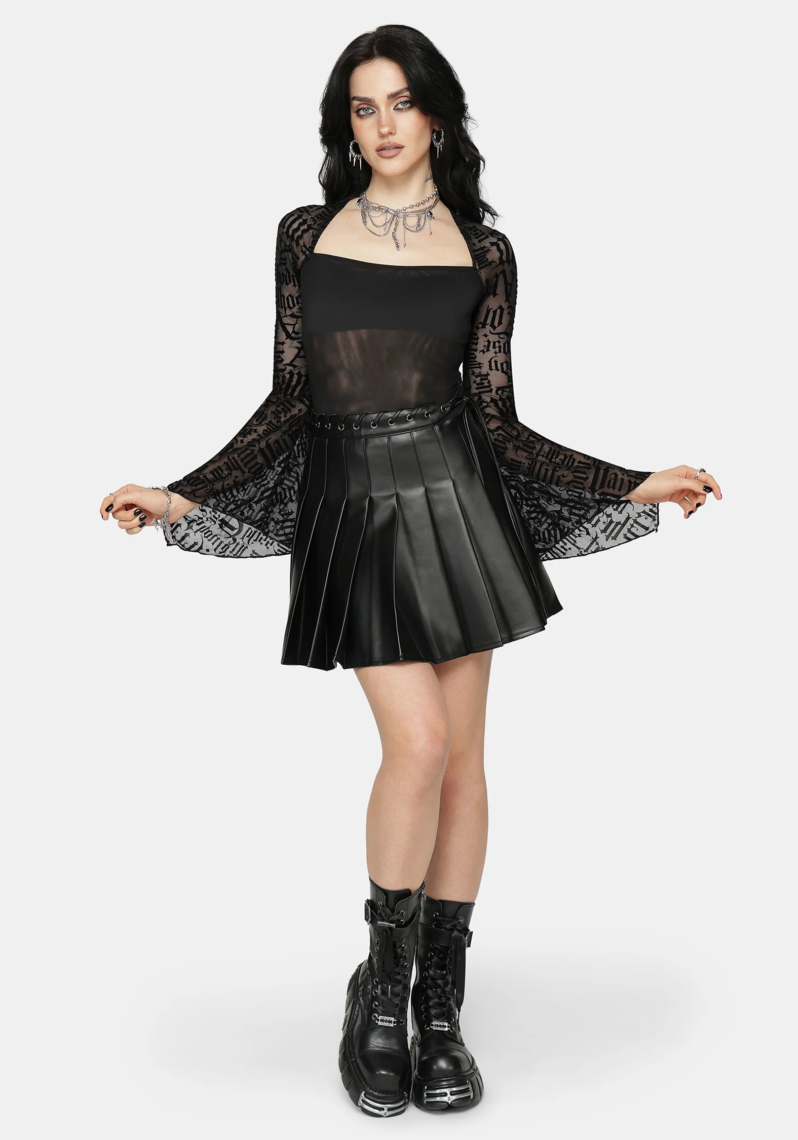 Ashes & Words Square Neck Flock Mesh Top - Image 4