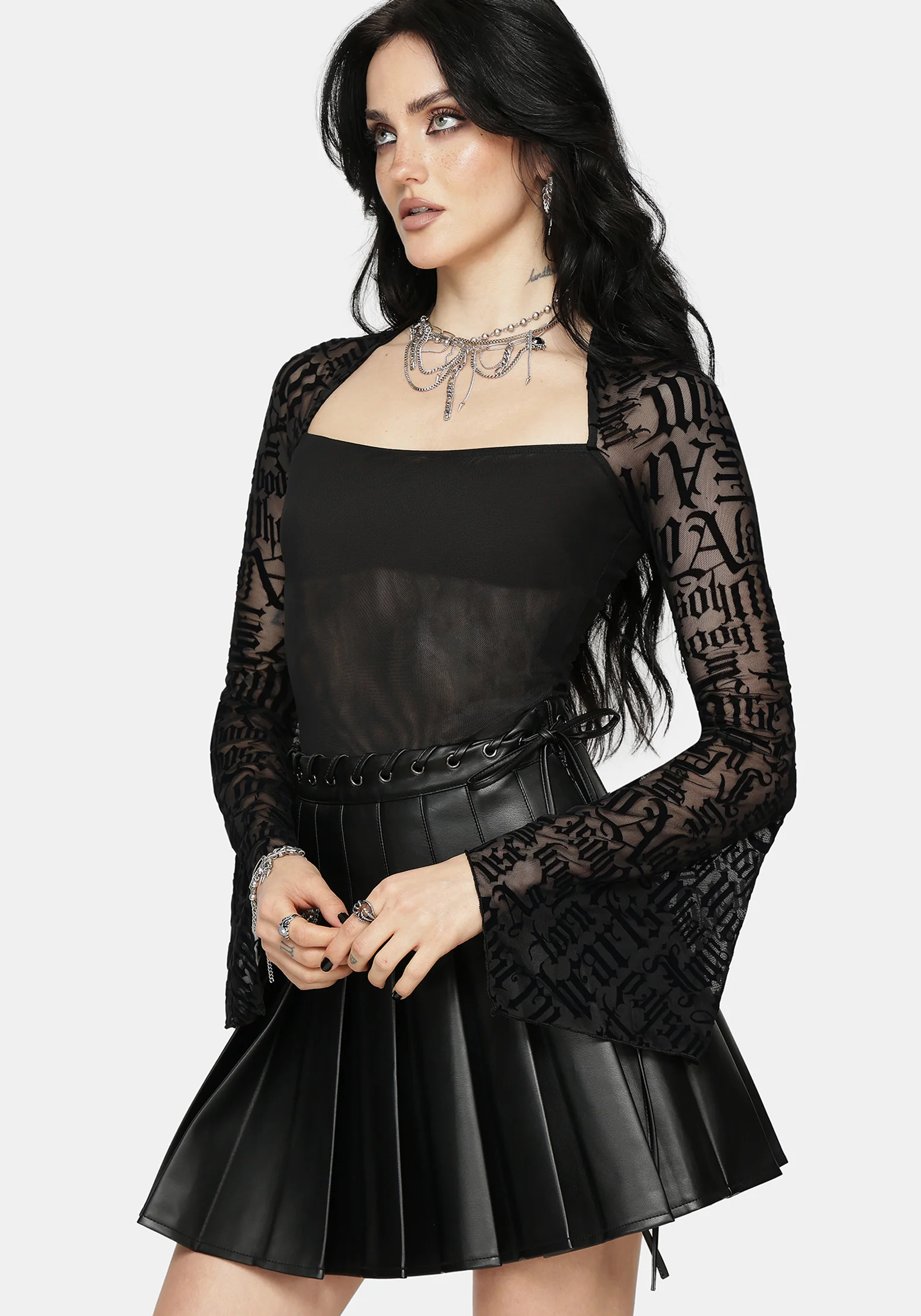 Ashes & Words Square Neck Flock Mesh Top - Image 6