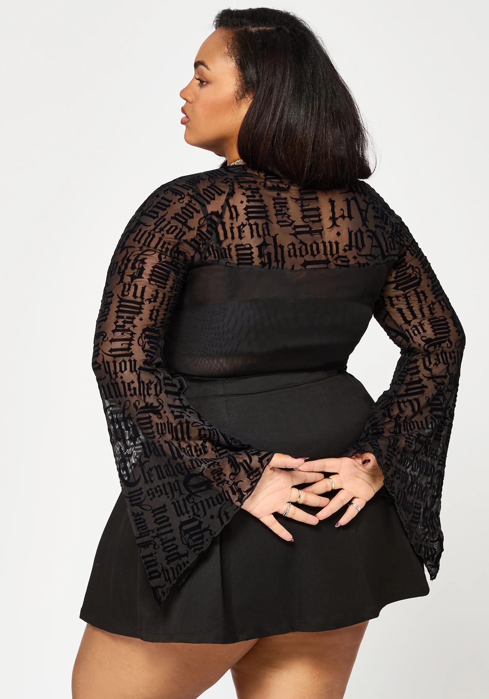 Ashes & Words Square Neck Flock Mesh Top - Image 9