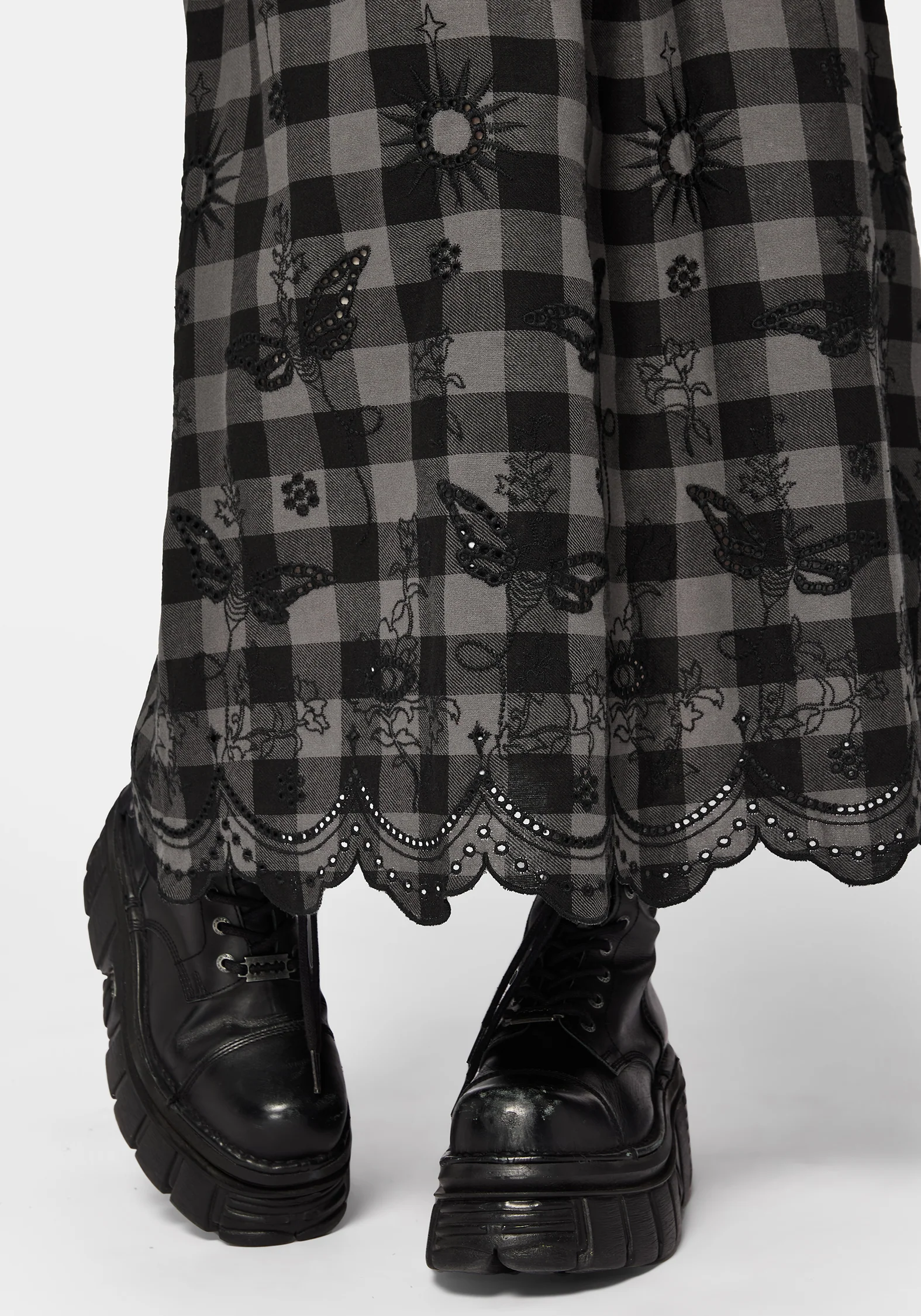 Ashwing Check Broderie Midaxi Skirt - Image 3