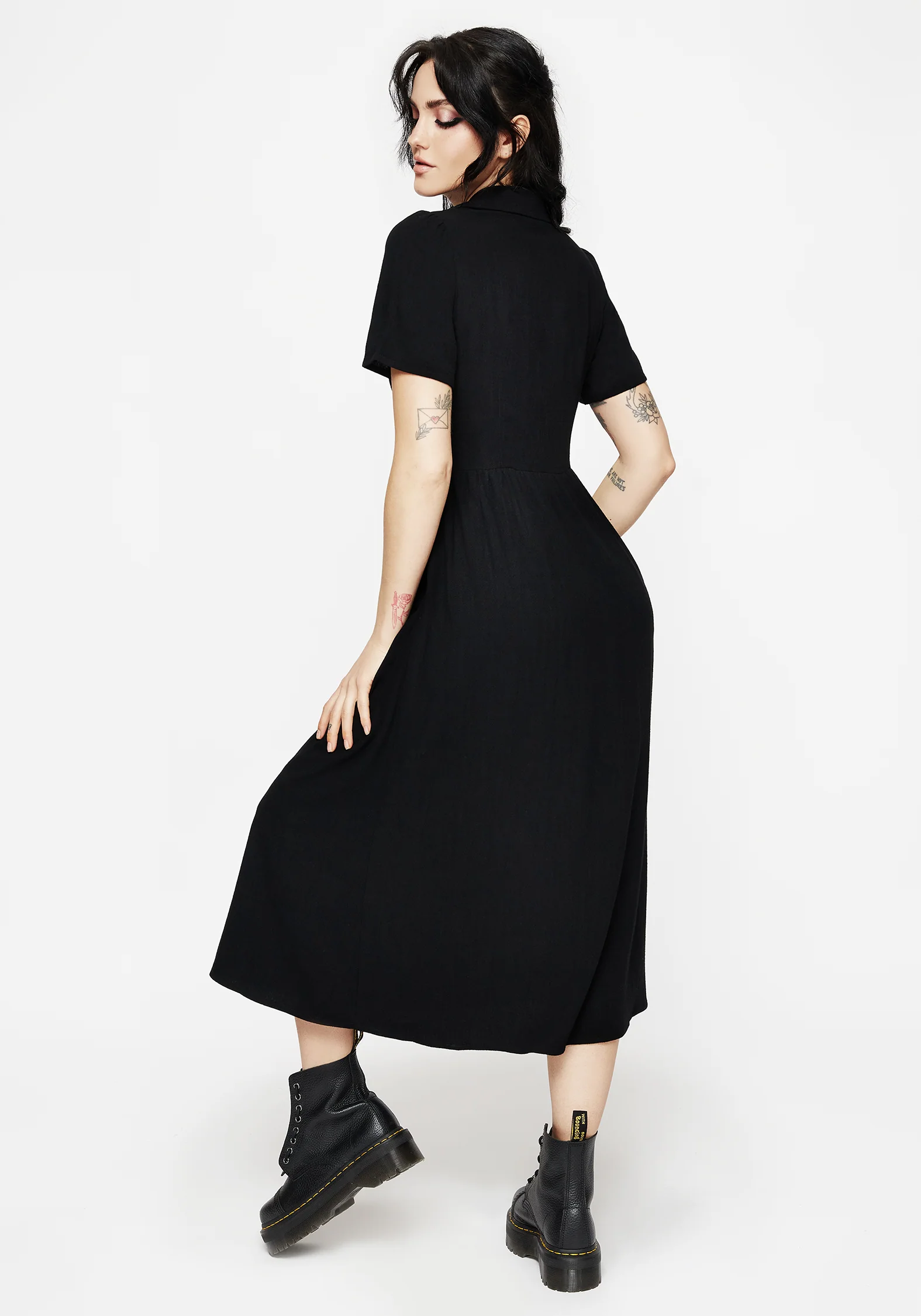 Aster Embroidered Collar Midi Shirt Dress - Image 3
