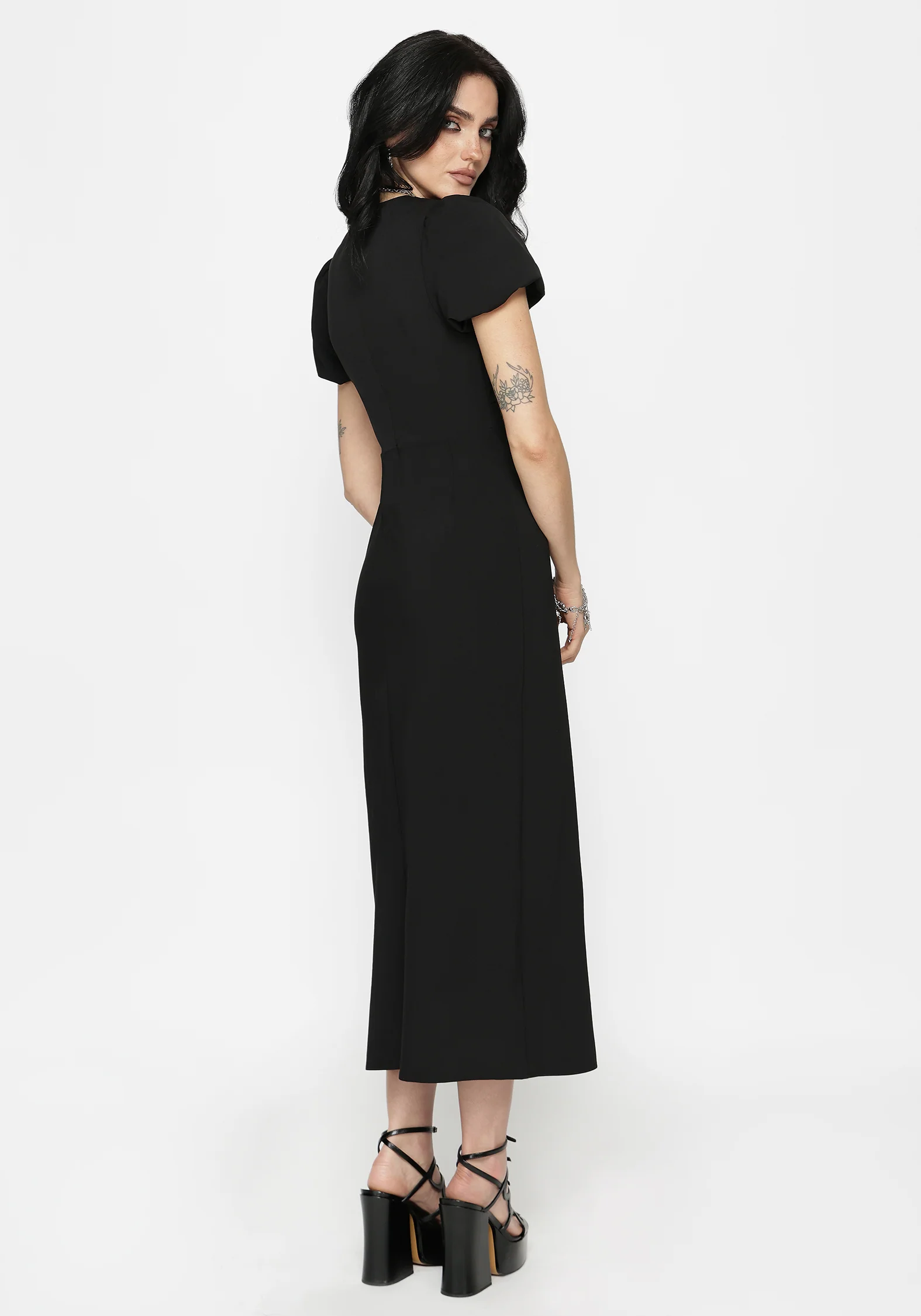 Aubrey Crow Skull Embroidered Twist Front Midi Dress - Image 3