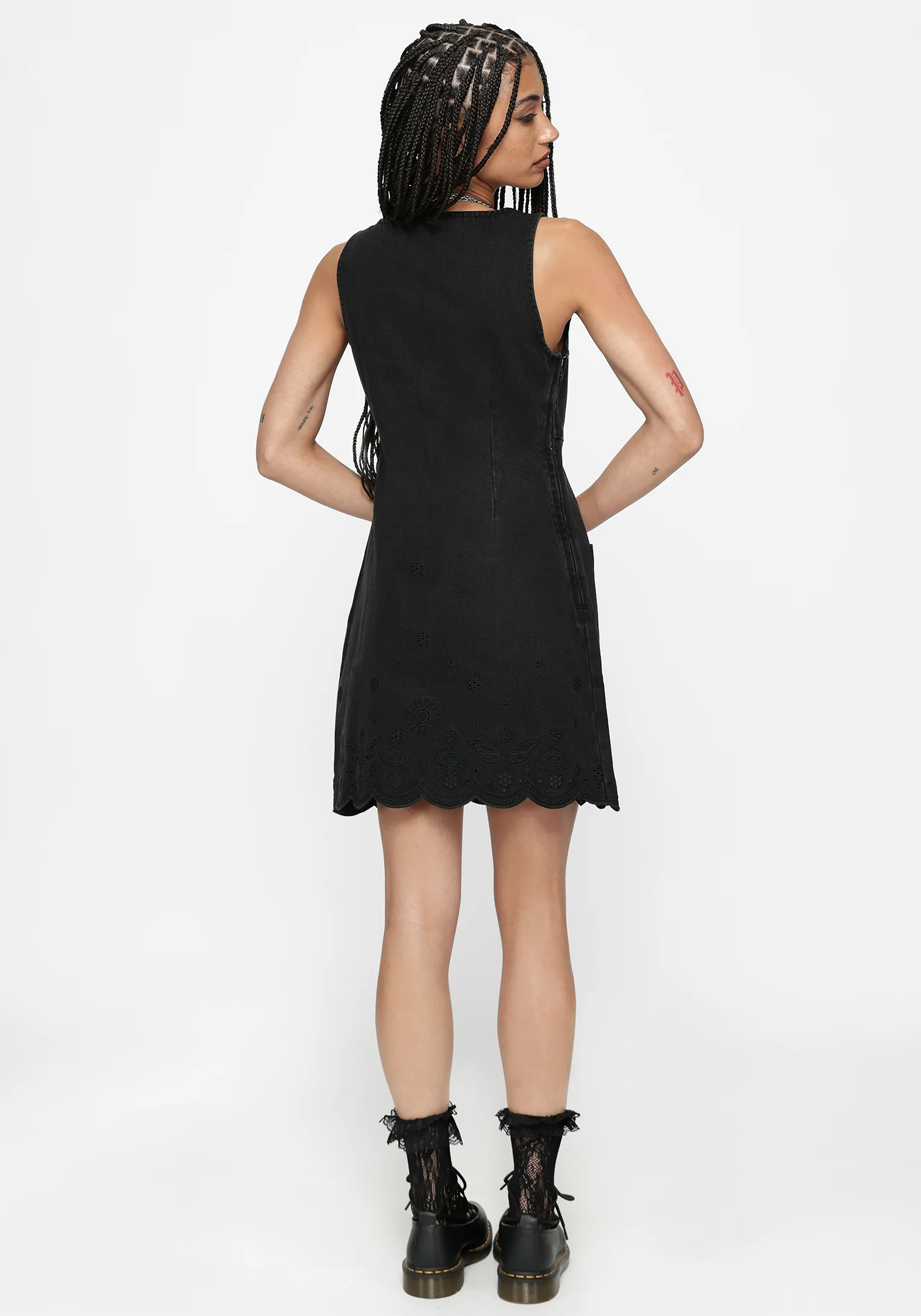 Ayr Broderie Denim Pinafore Dress - Image 3