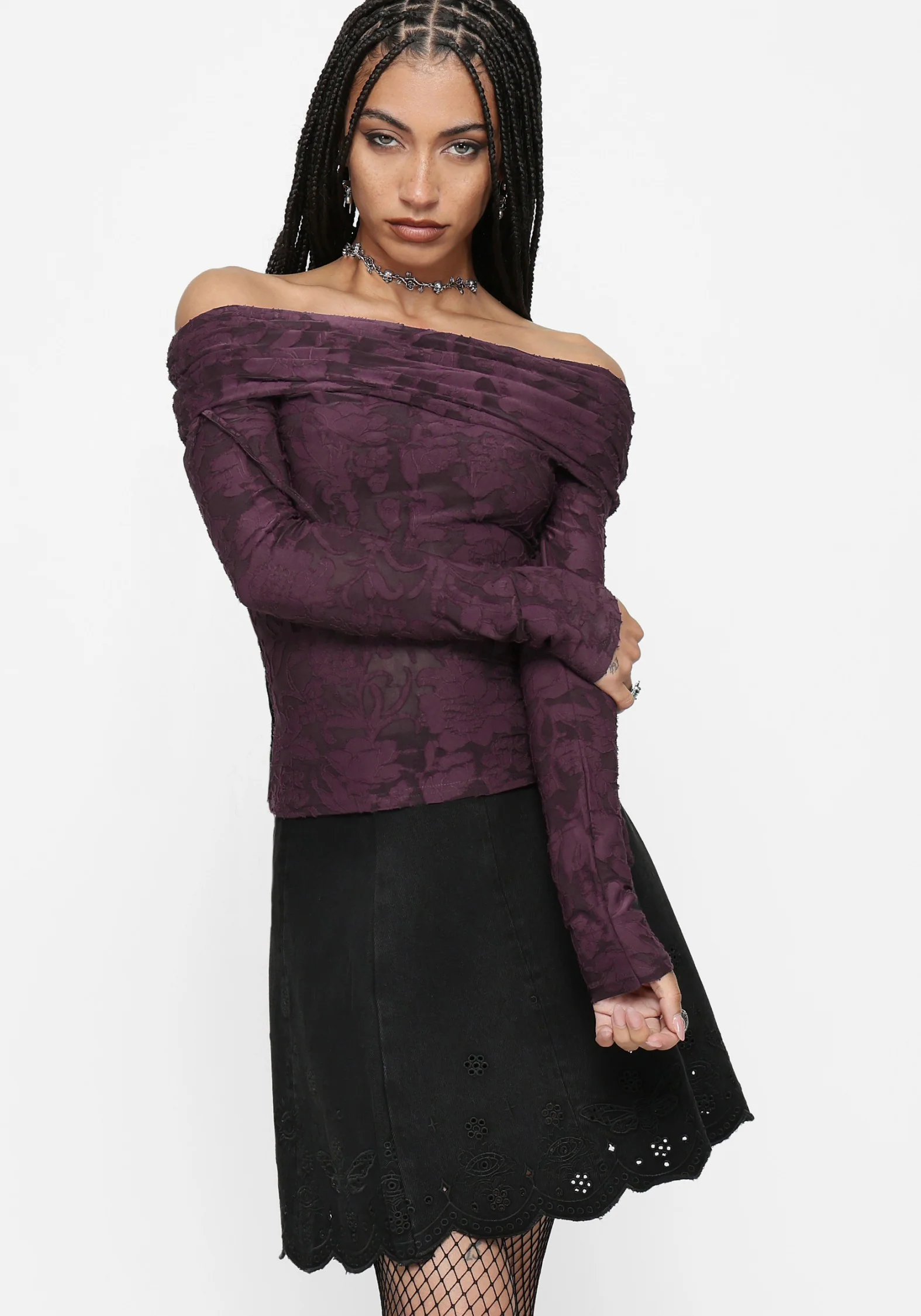 Ayr Broderie Denim Skirt - Image 2