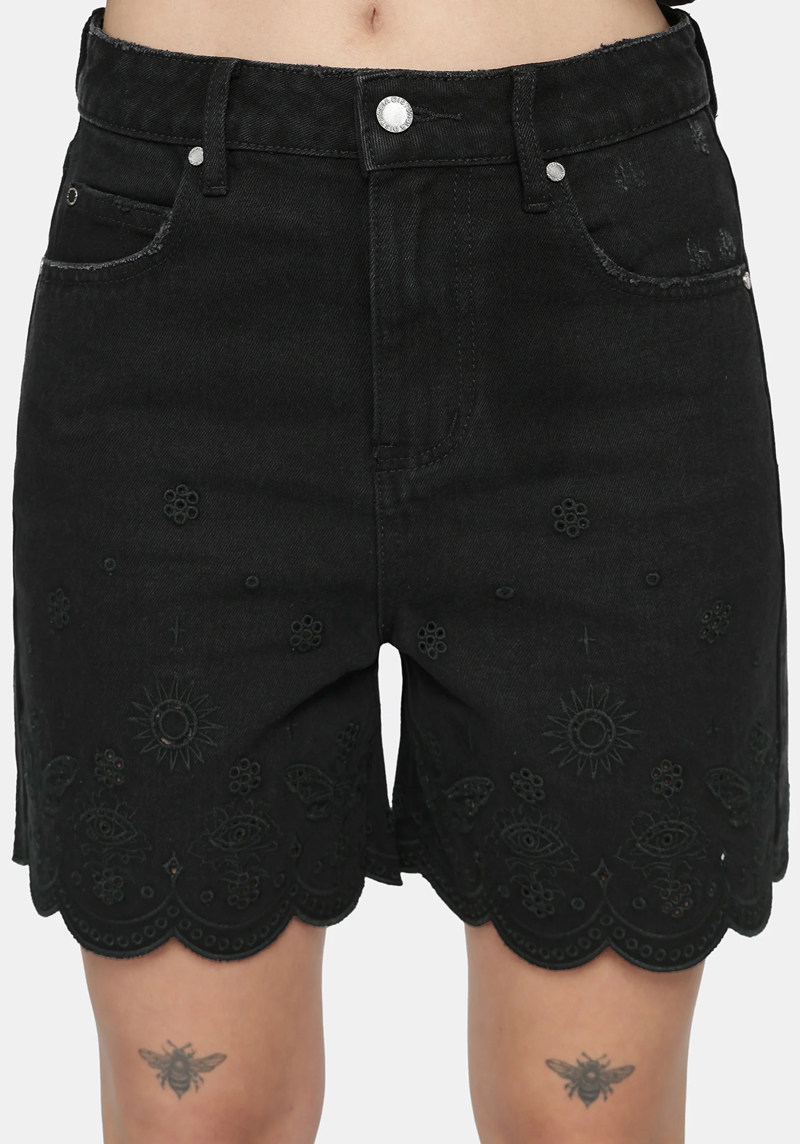 Ayr Broderie Longline Denim Short - Image 2