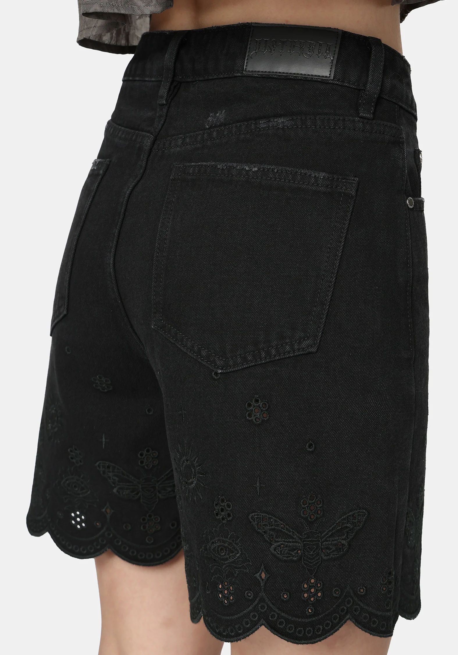 Ayr Broderie Longline Denim Short - Image 6