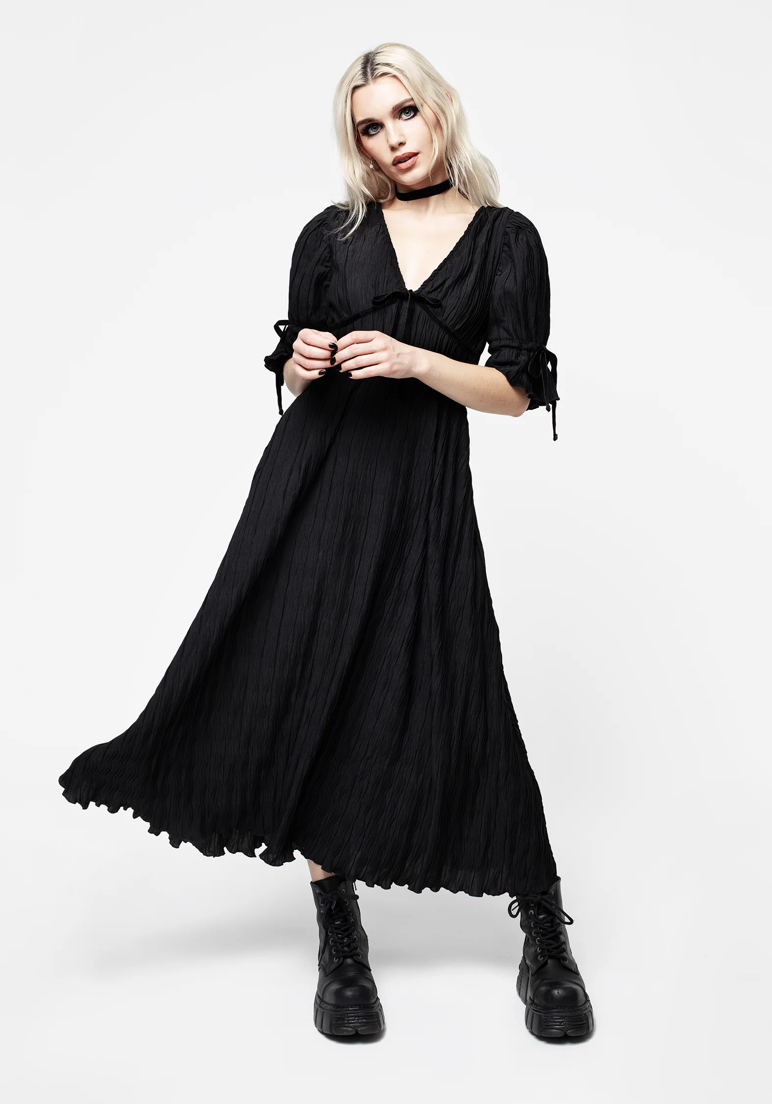 Belial Crinkle Velour Ribbon Midaxi Dress - Image 6