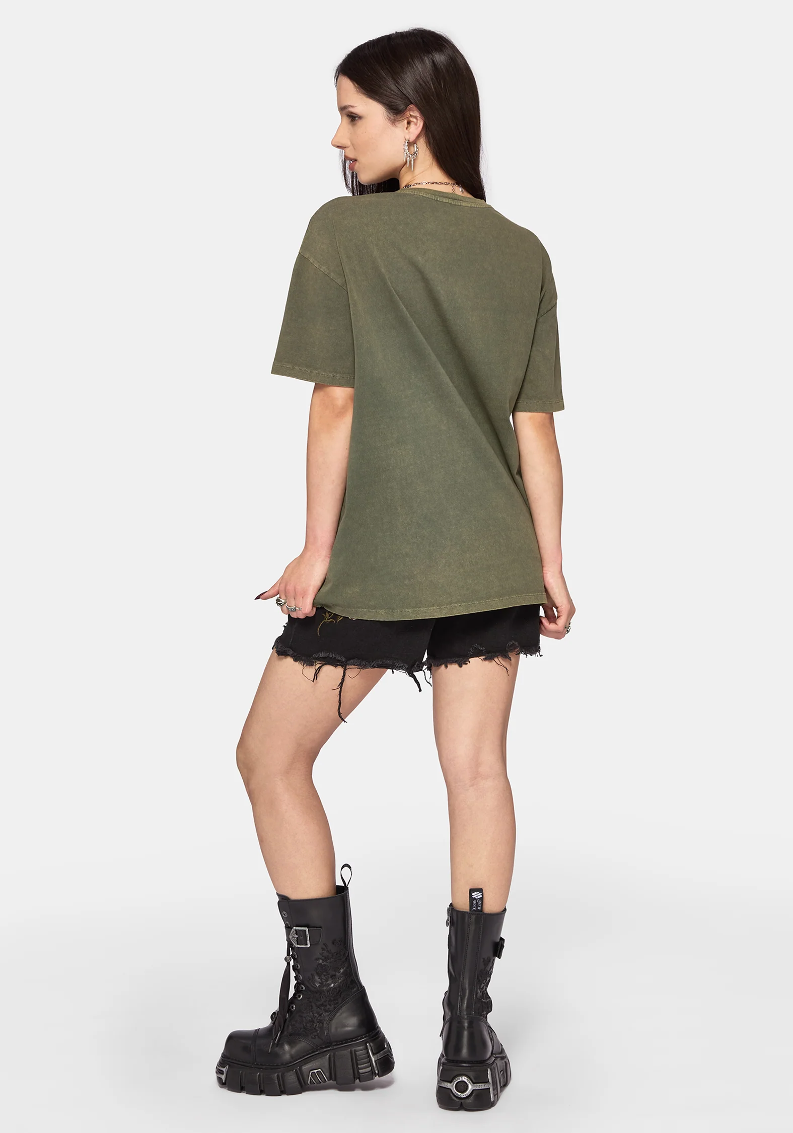 Blake Lace Oversized Graphic T-Shirt - Khaki - Image 3
