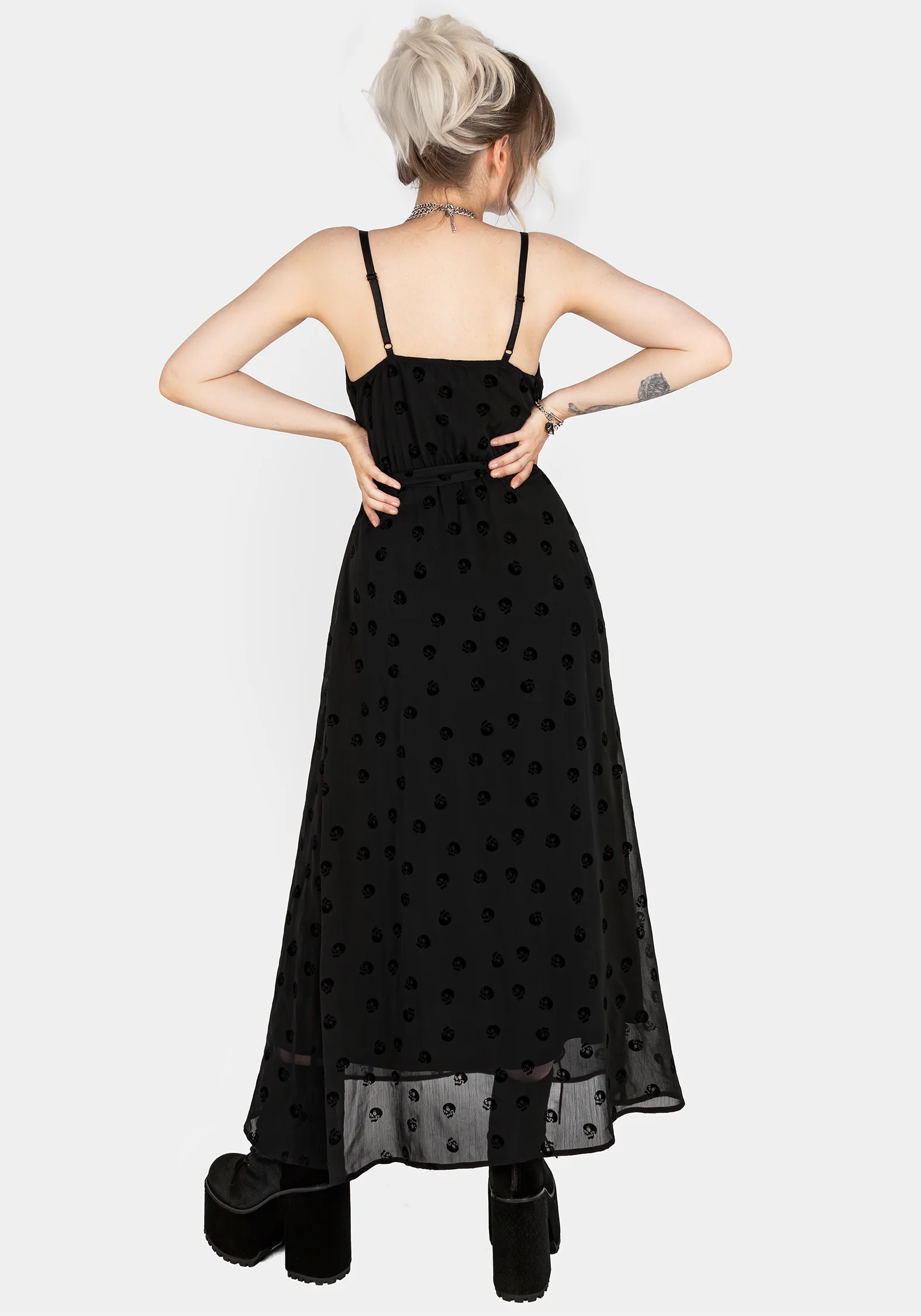 Bones Flocked Chiffon Maxi Cami Dress - Image 3