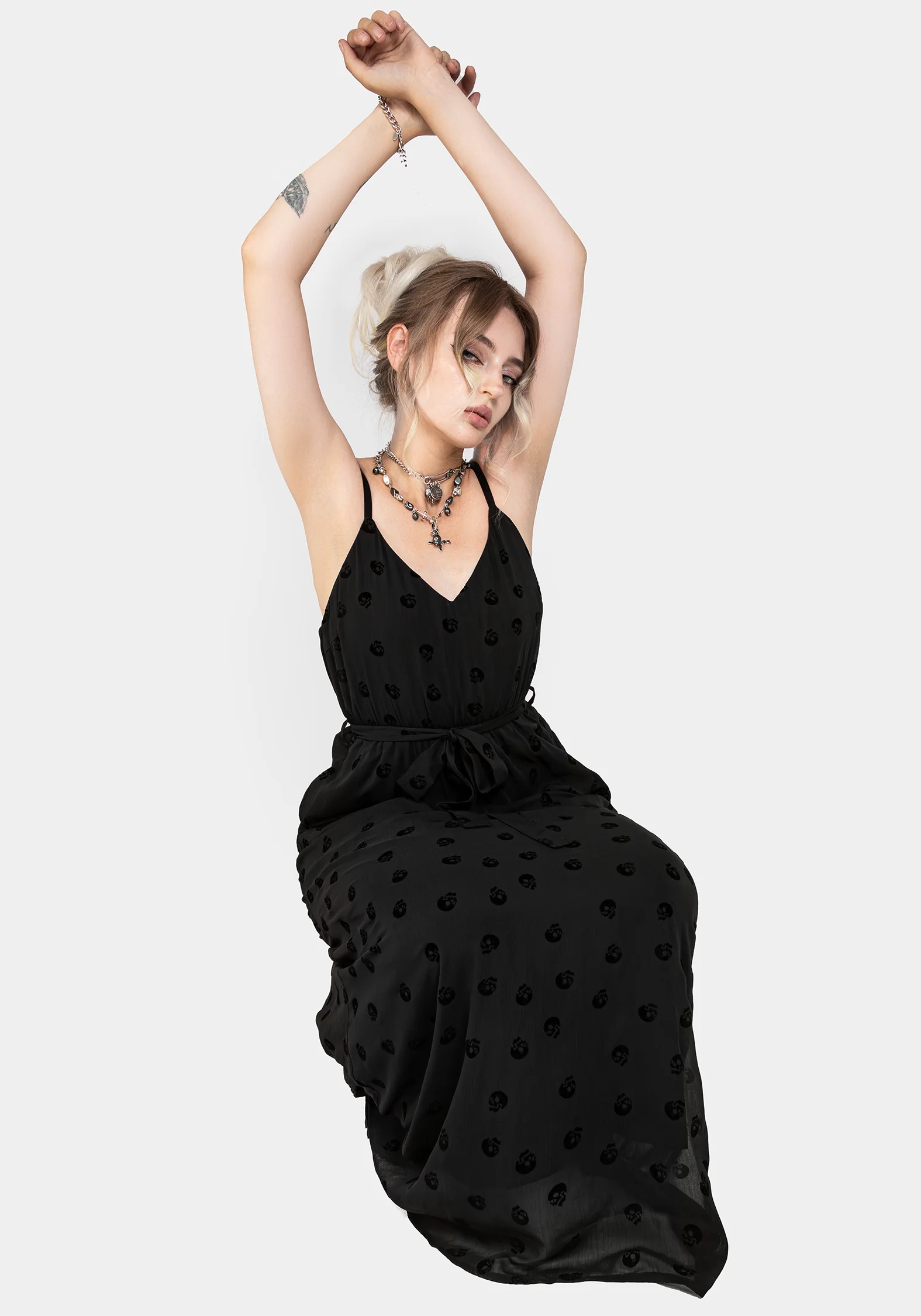 Bones Flocked Chiffon Maxi Cami Dress - Image 8