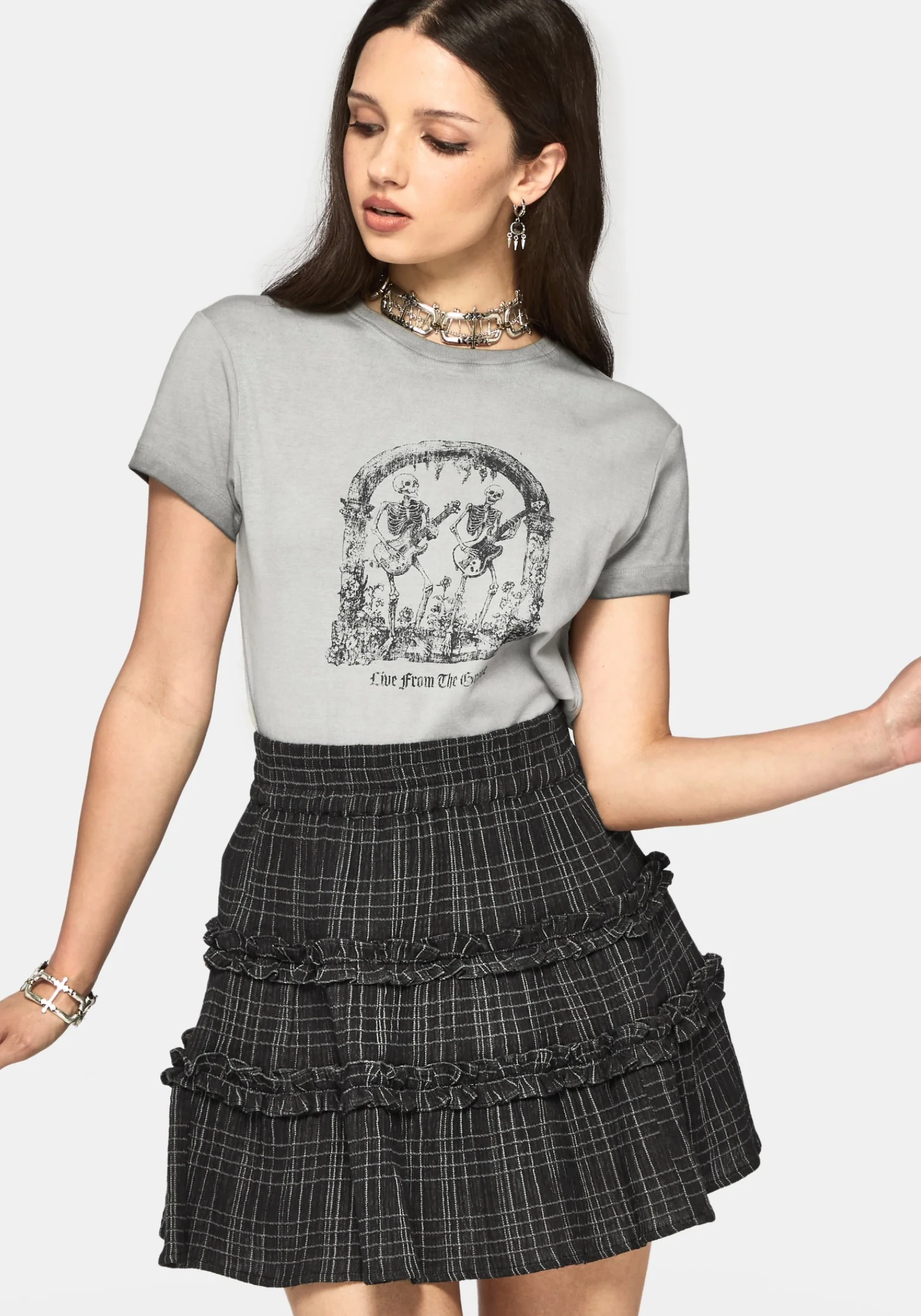Caledon Check Gauze Mini Skirt - Image 2