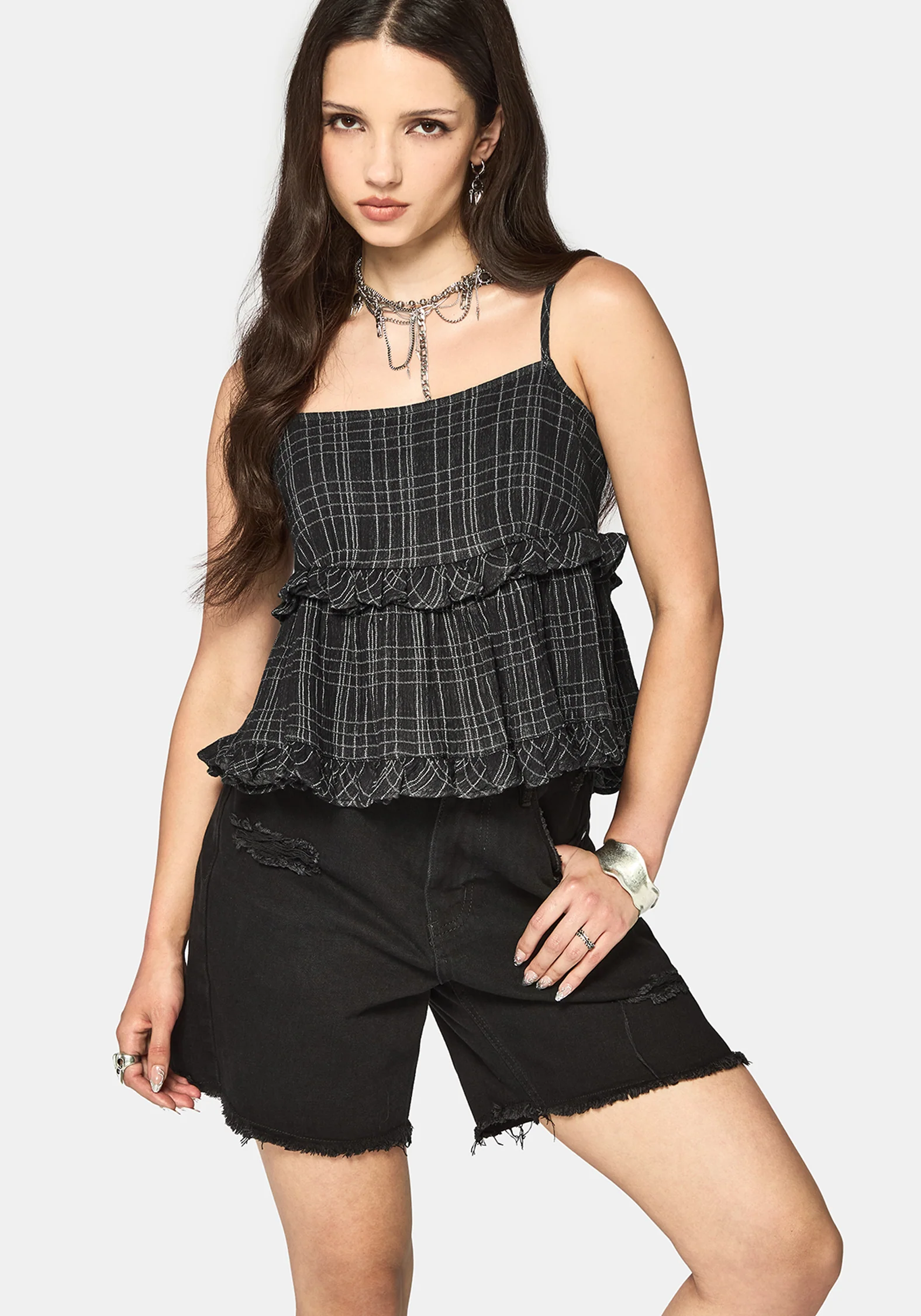 Caledon Check Gauze Tiered Cami - Image 4