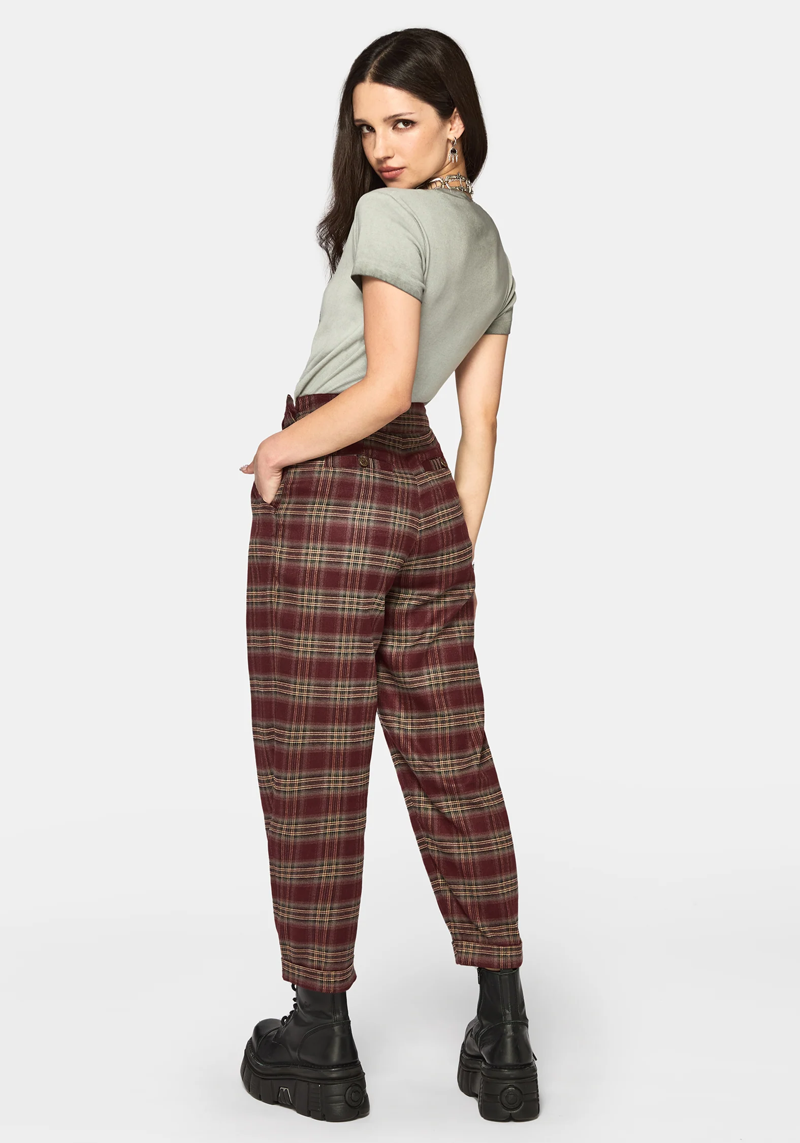 Cecily Buckle Balloon Trouser - Burgundy - Image 3
