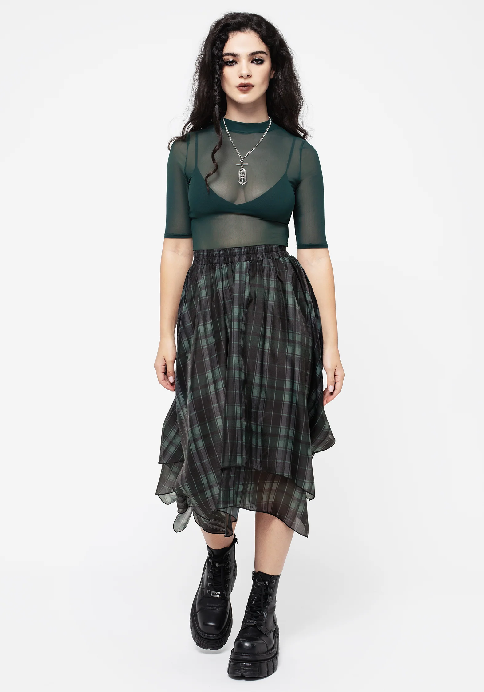 Checkmate Layered Organza Handkerchief Hem Skirt - Image 5