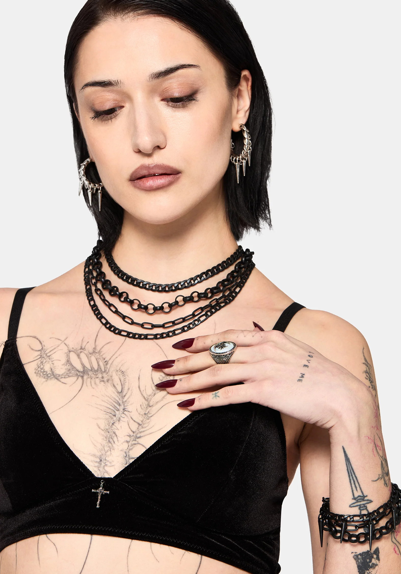 Chorx Layered Jet Chain Necklace - Image 6