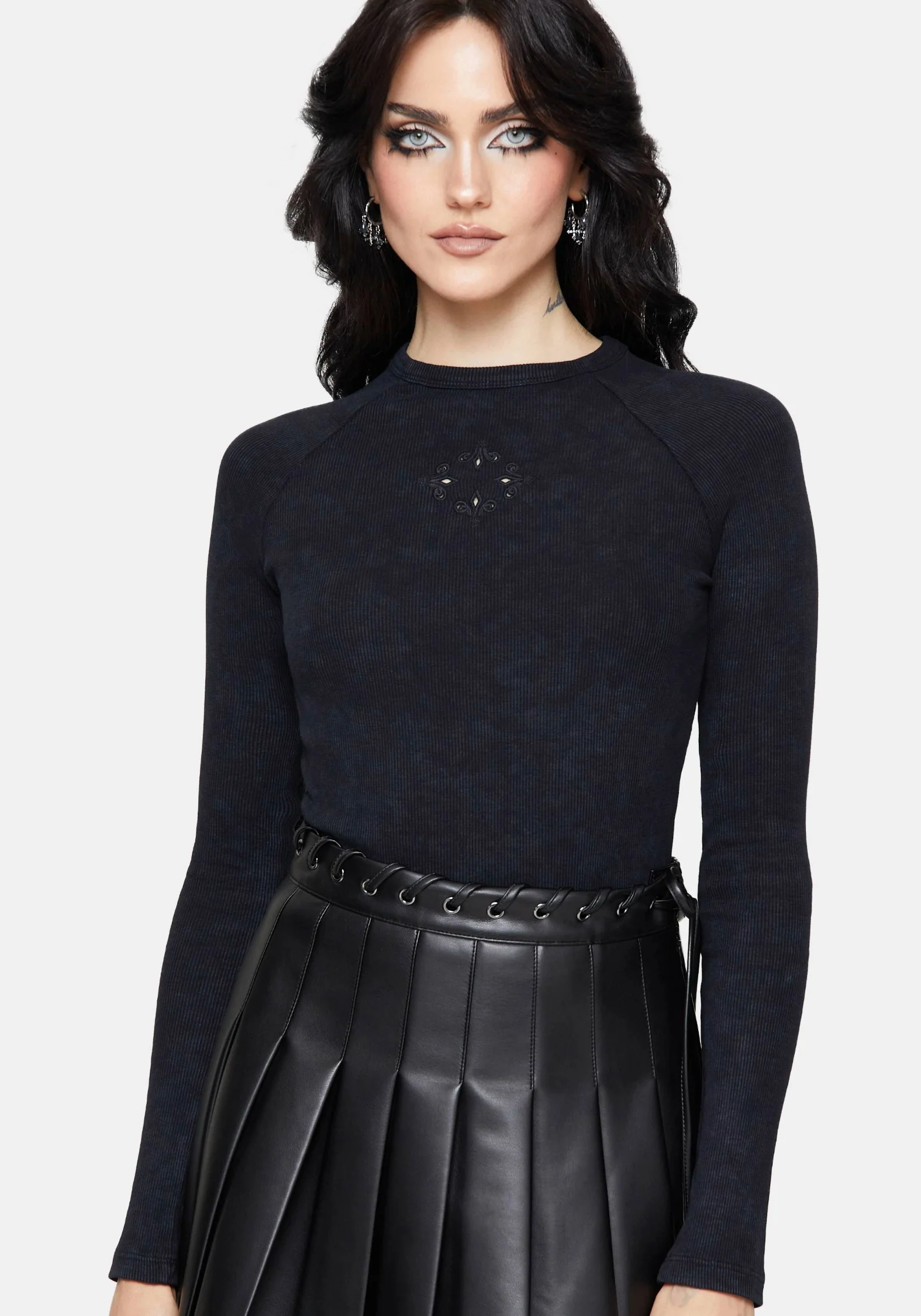 Christina Cotton Cut Out Detail Long Sleeved Top