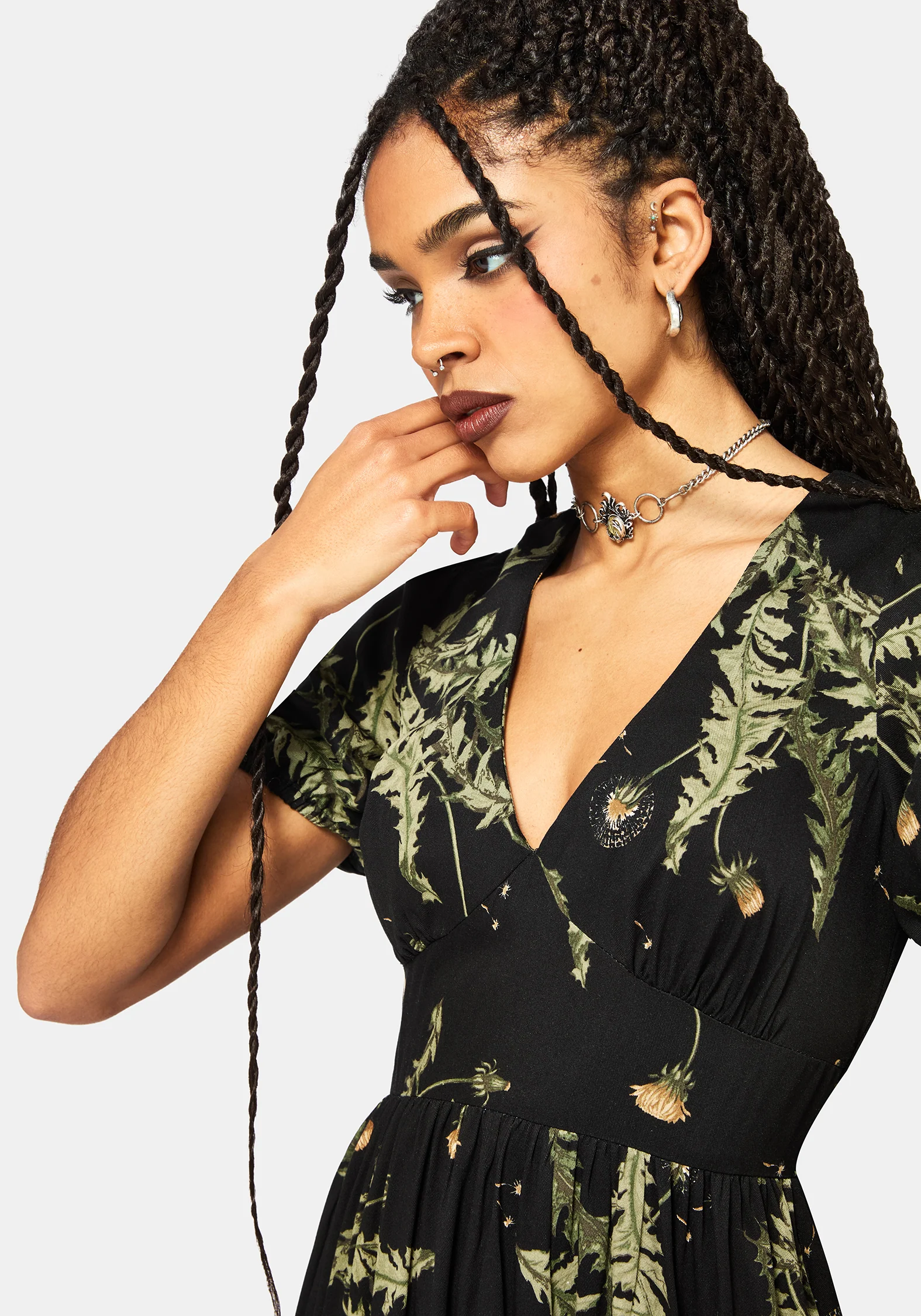 Cimora Dandelion Print Puff Sleeve Maxi Dress - Image 2