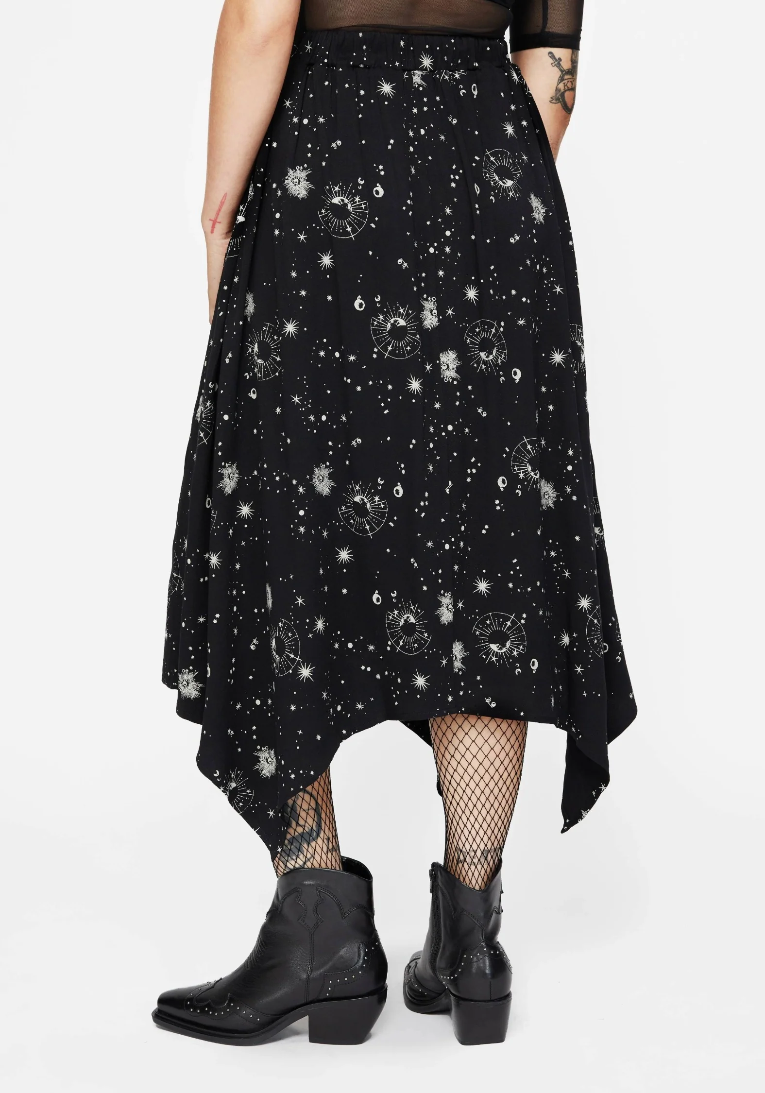 Comet Celestial Printed Handkerchief Hem Midaxi Skirt - Image 3