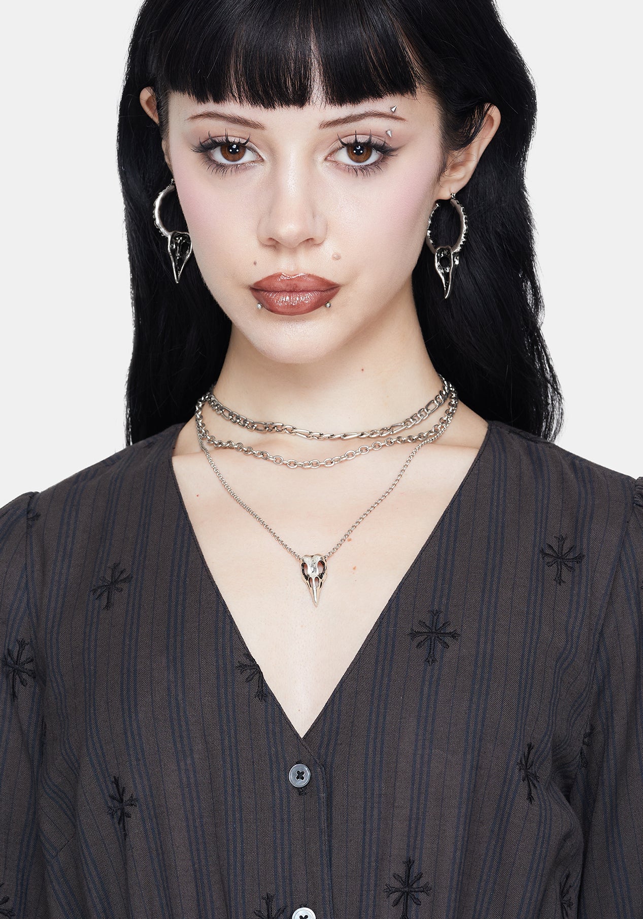 Corvus Bird Skull Hoops - Image 6