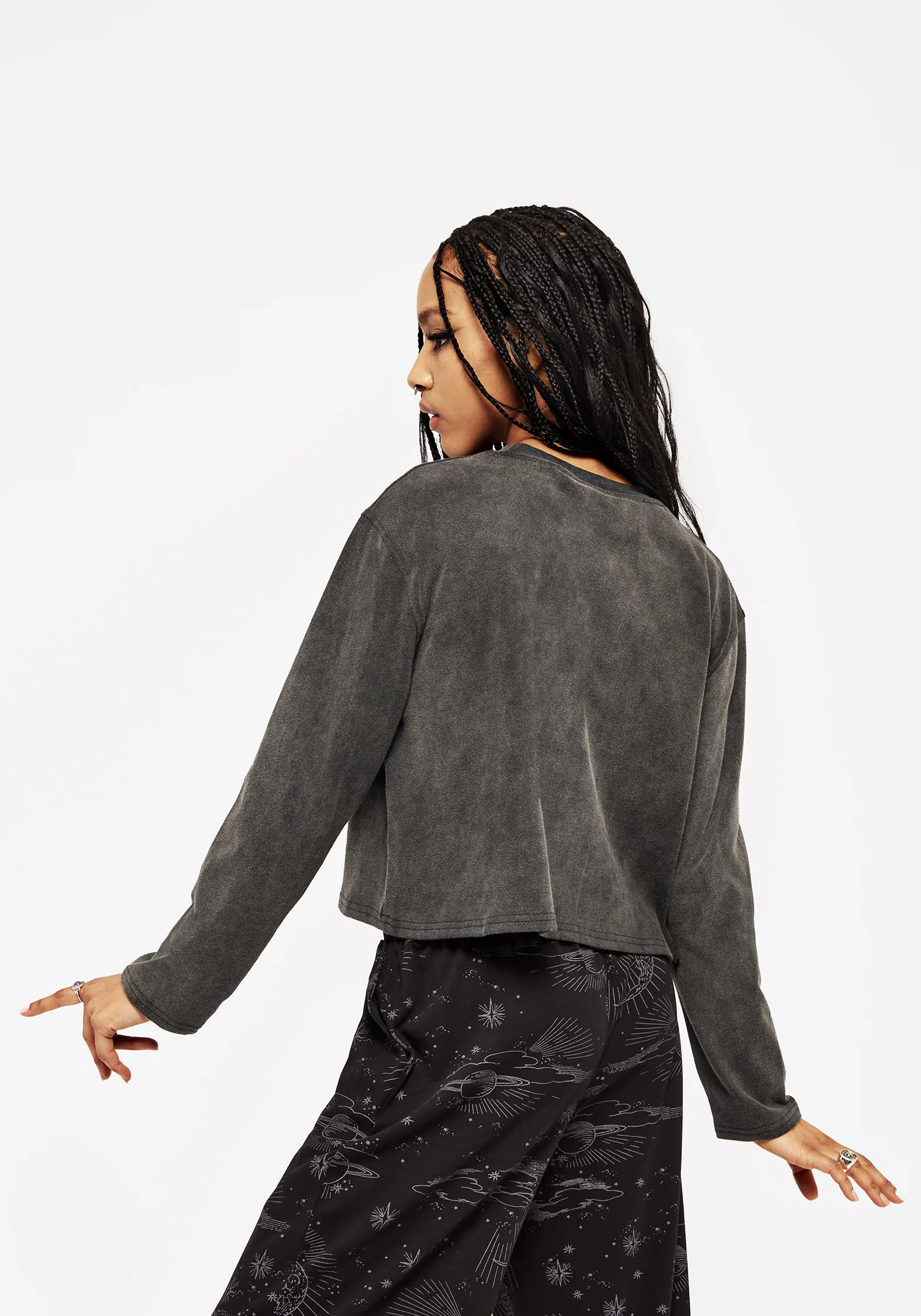 Cosmic Long Sleeve Crop Pyjama Top - Image 3
