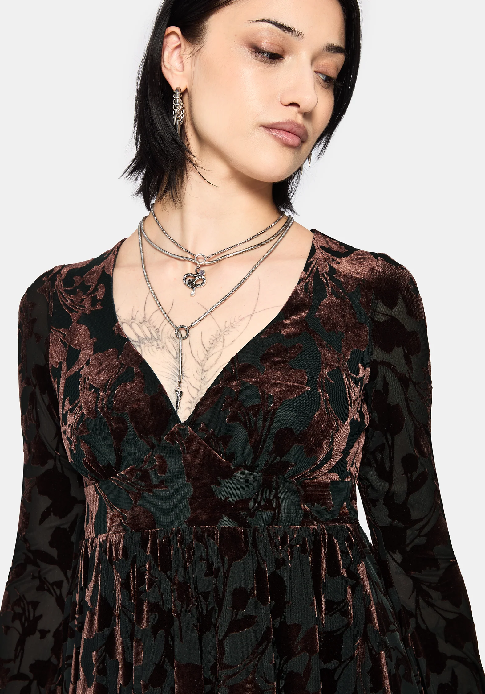 Dakota Devore Velour Flare Sleeve Mini Dress - Image 5
