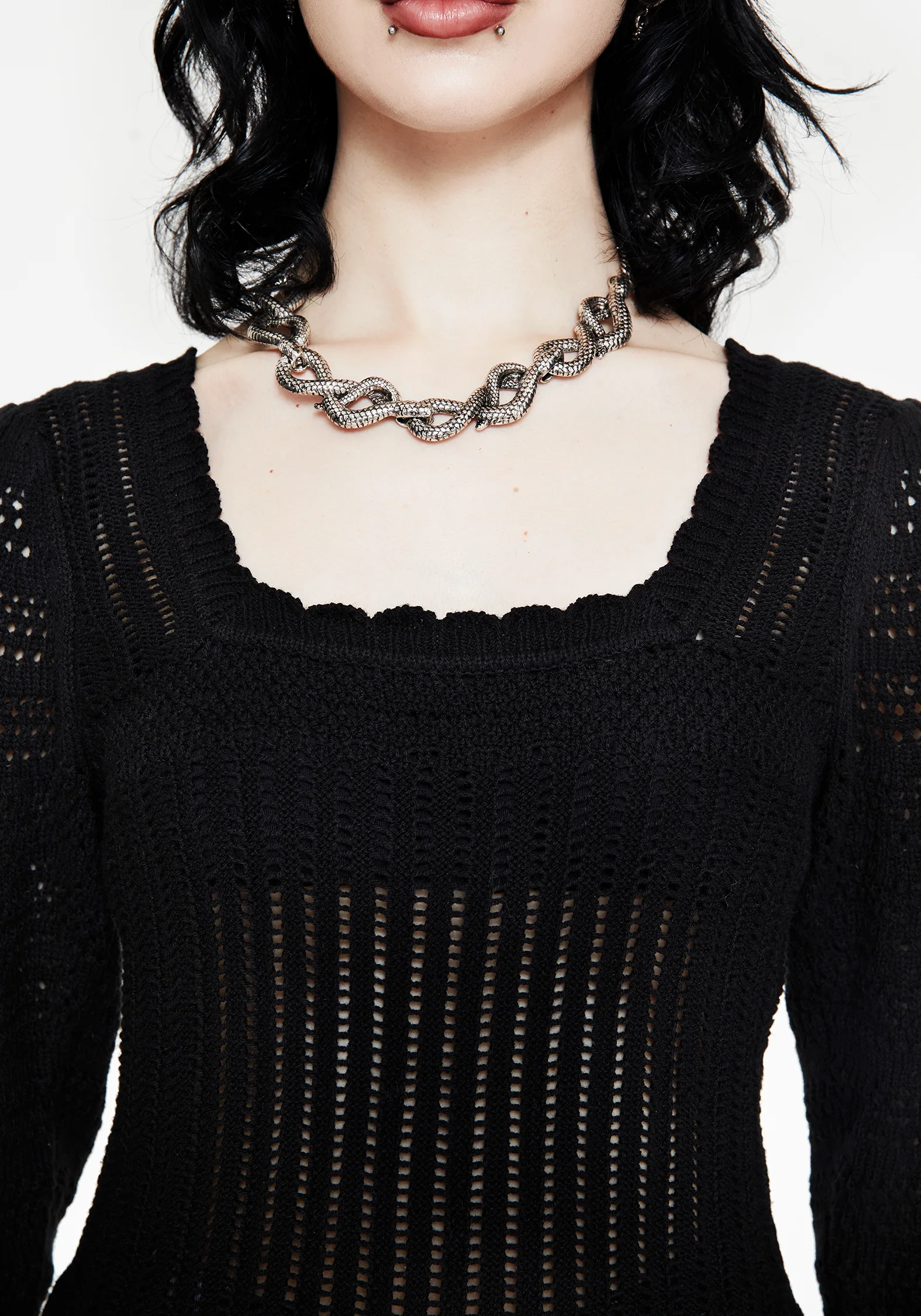 Danica Ladder Stitch Square Neck Knit Top - Image 2