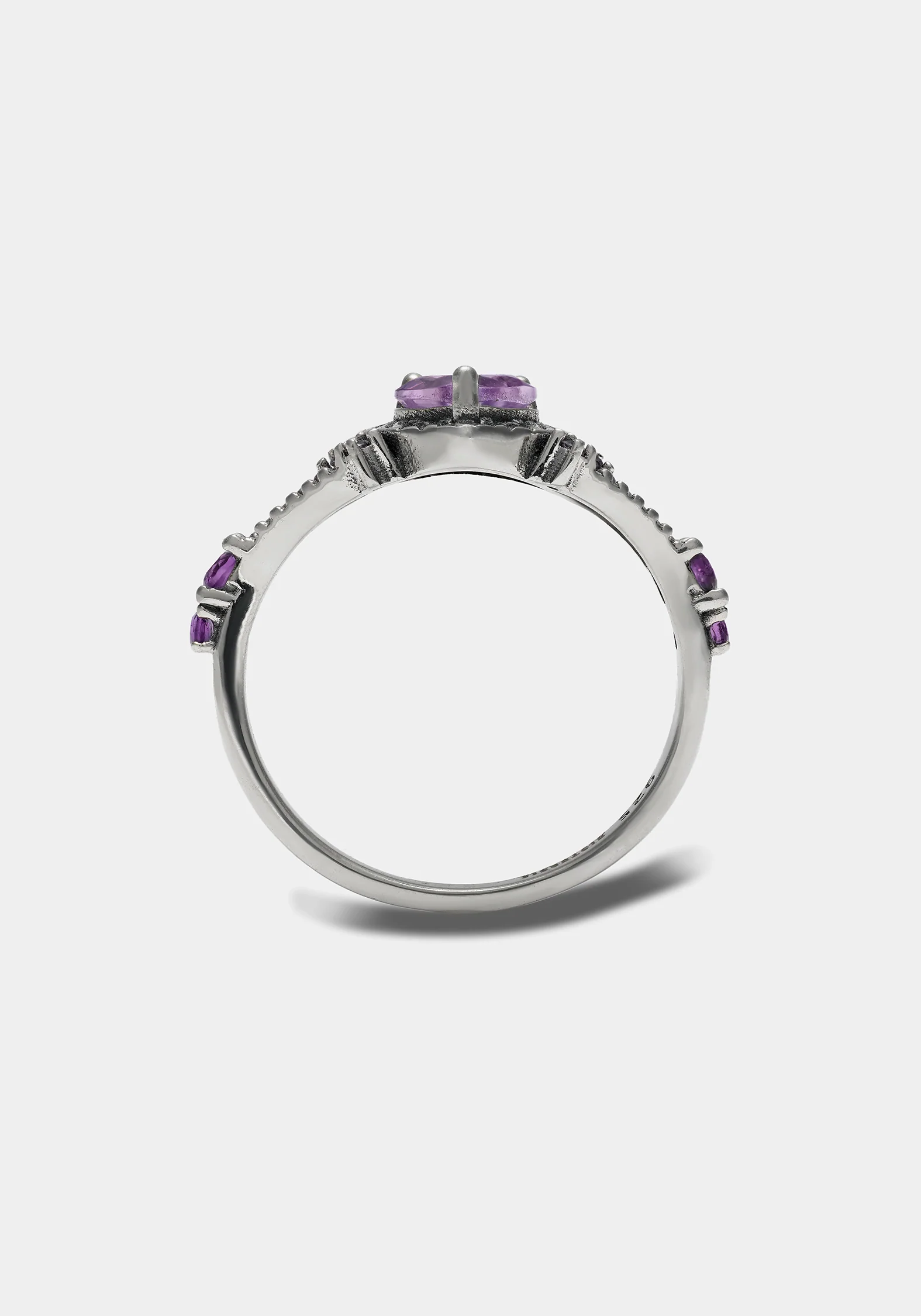 Devotion Sterling Silver Amethyst Heart Ring - Image 4