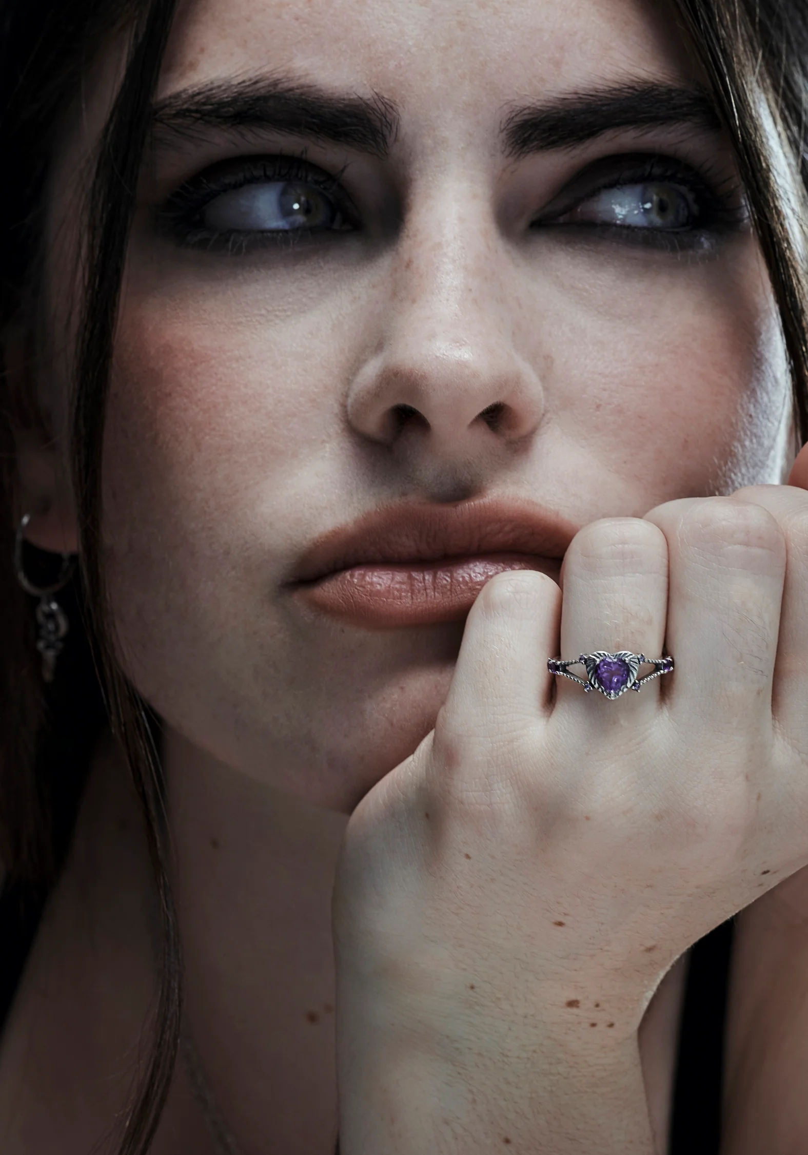 Devotion Sterling Silver Amethyst Heart Ring - Image 5