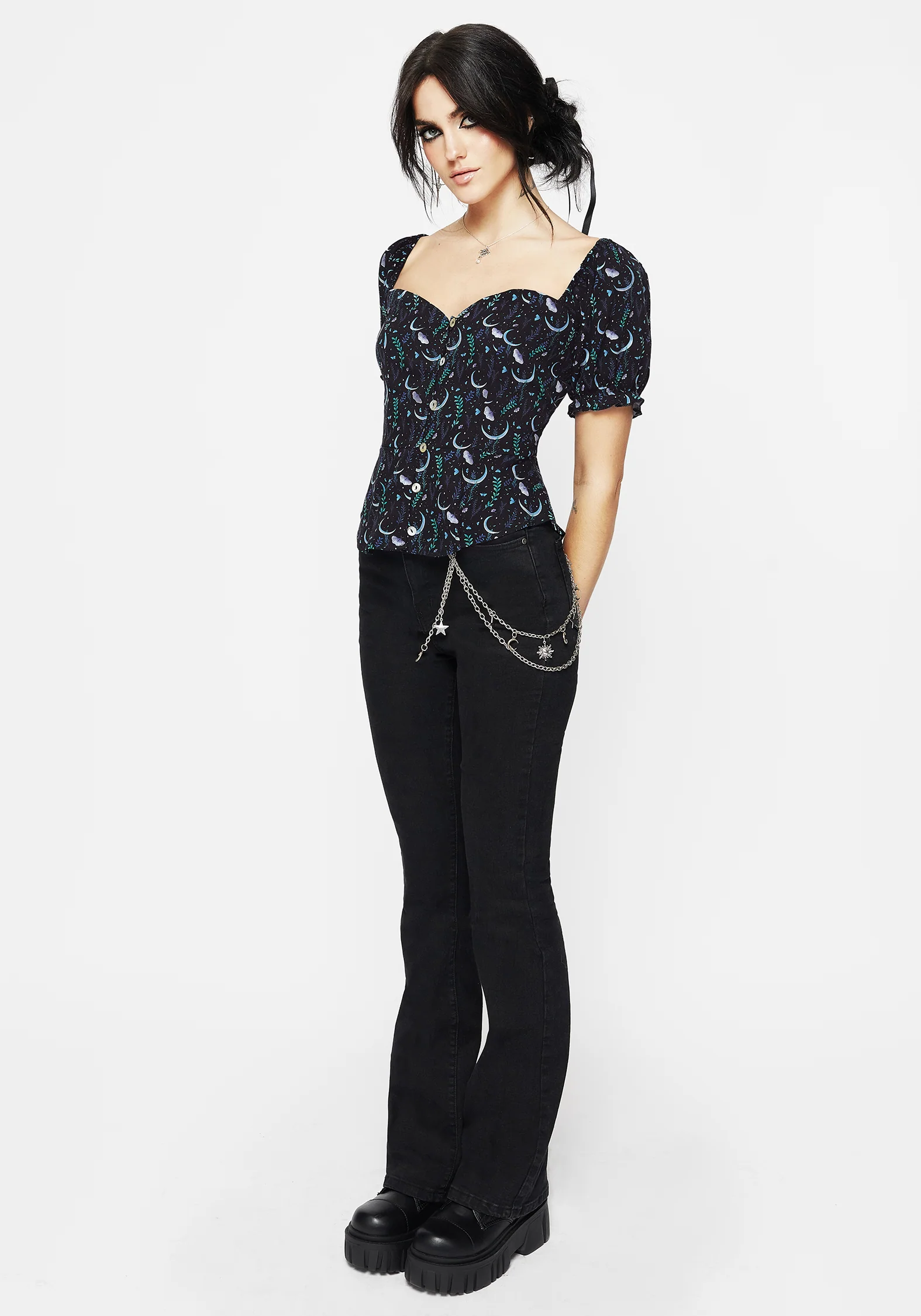 Diana Moon Moth Button Up Top - Image 4