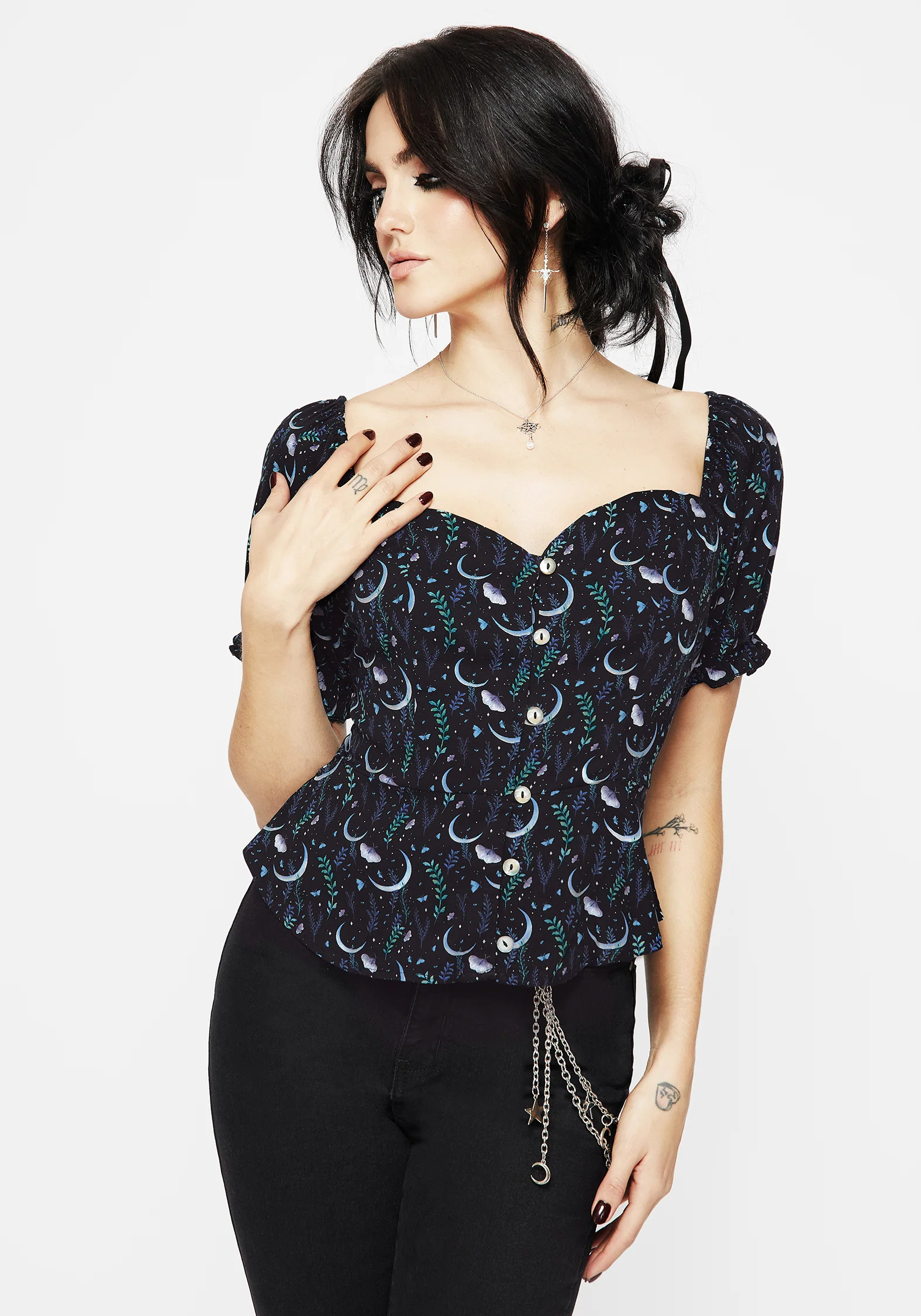 Diana Moon Moth Button Up Top - Image 5