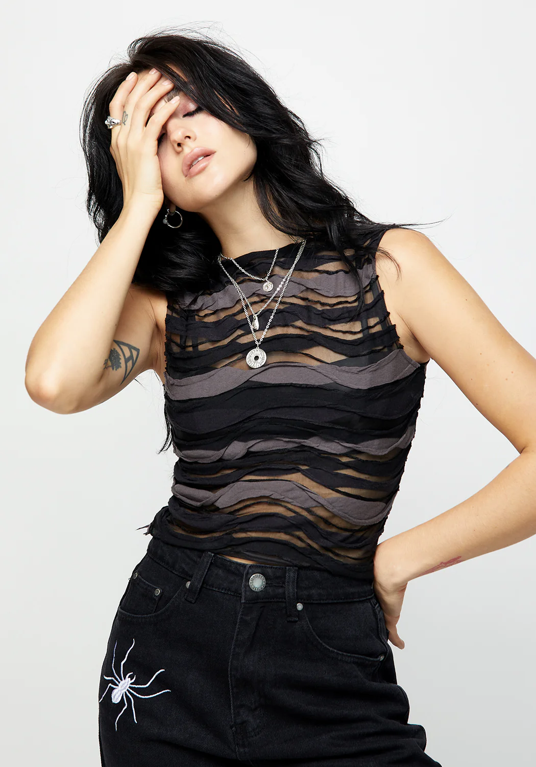 Distortion Sleeveless Crop Top - Image 5