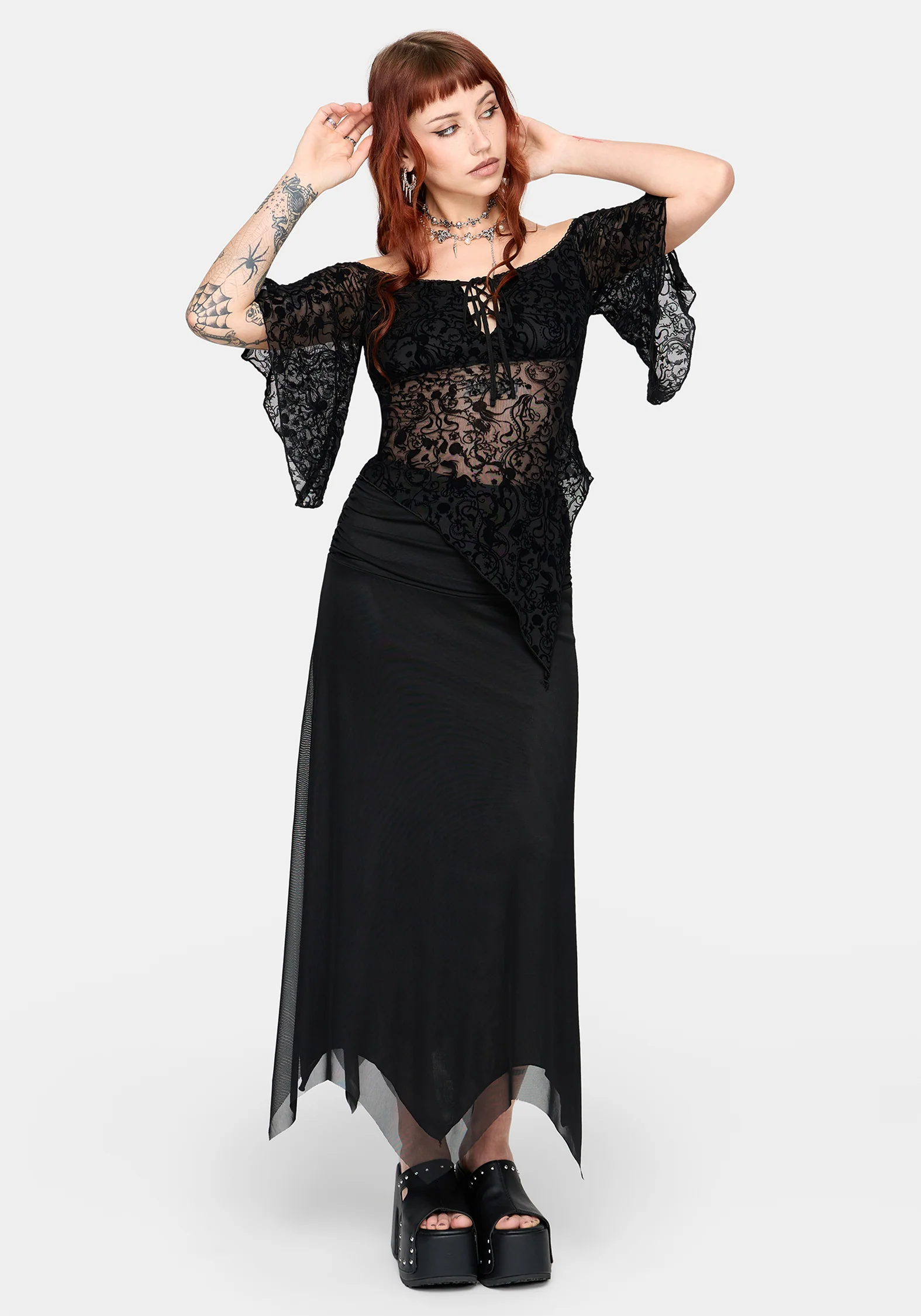 Drakona Off The Shoulder Flocked Top - Image 4